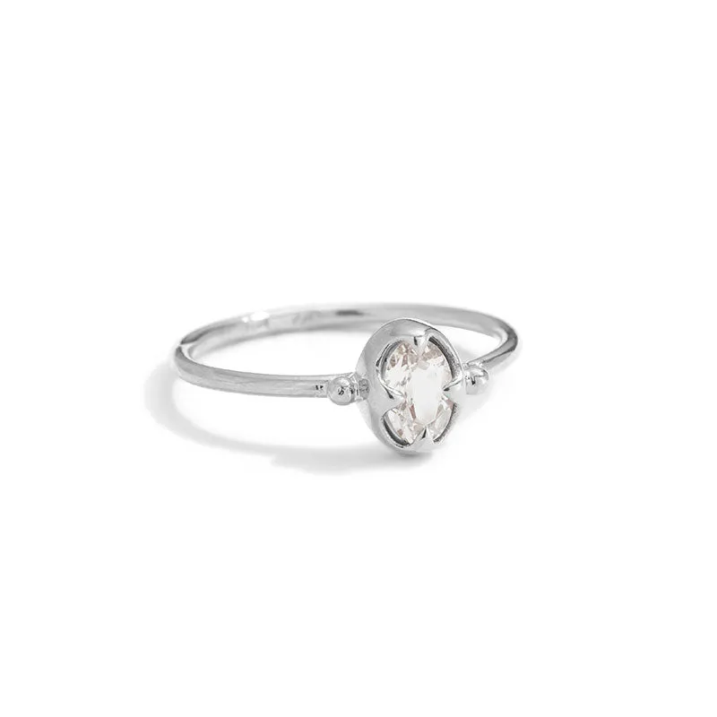 Abbey Ring, White Topaz, Silver