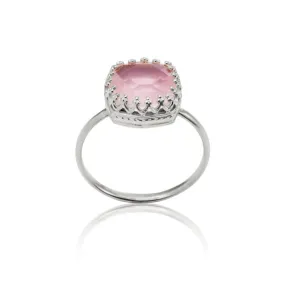 Amelia Ring, Rose Quartz, Silver