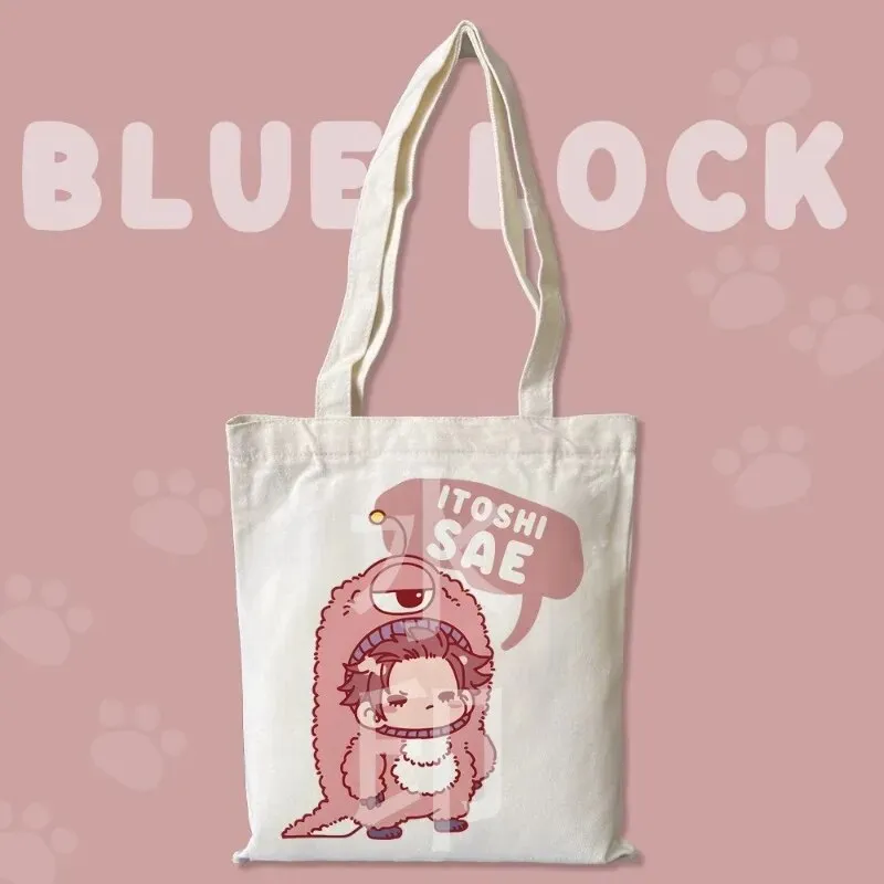 Anime BLUE LOCK Cos Seishiro Nagi Isagi Yoichi Isagi Yoichi Rin Itoshi Etc.  White Simple Cute Cartoon Canvas Bag Gift