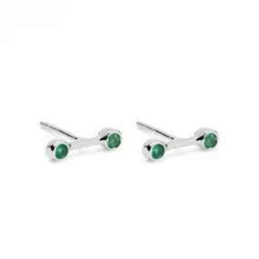Ara Stud, Green Onyx, Silver