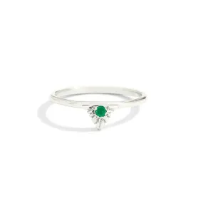 Aztec Ring, Green Onyx, Silver