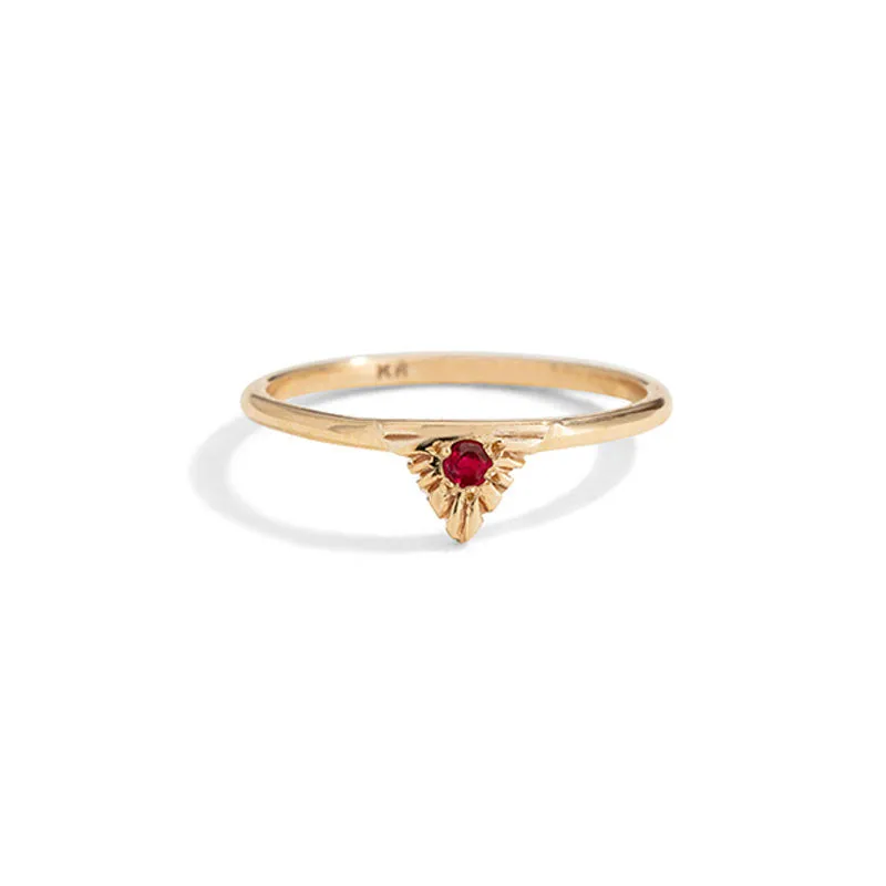 Aztec Ring, Ruby, Gold