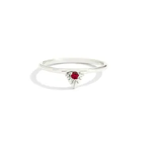 Aztec Ring, Ruby, Silver