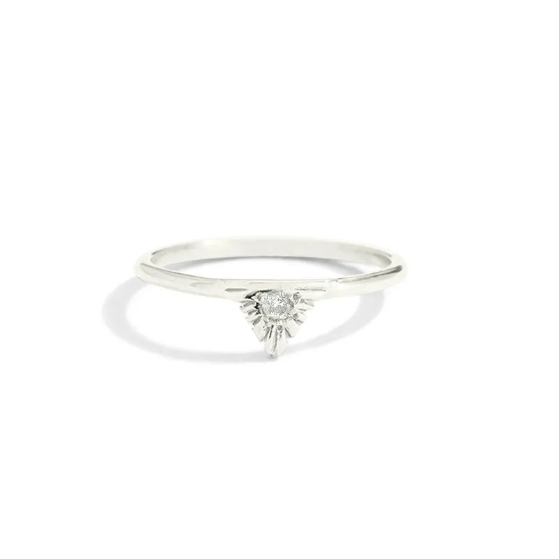 Aztec Ring, White Topaz, Silver