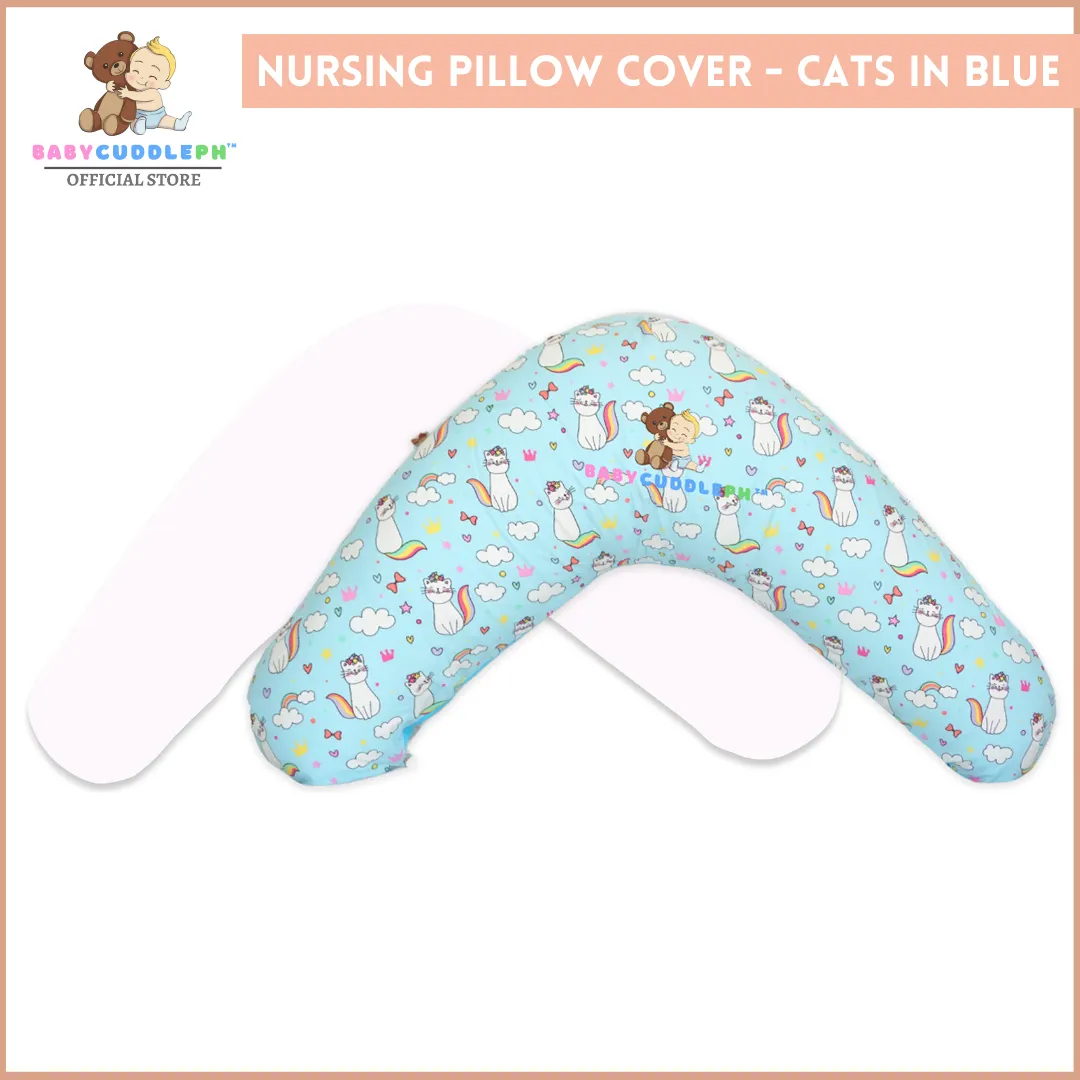 Babycuddle Nursing Pillow (Multi-use) - Cats in Blue