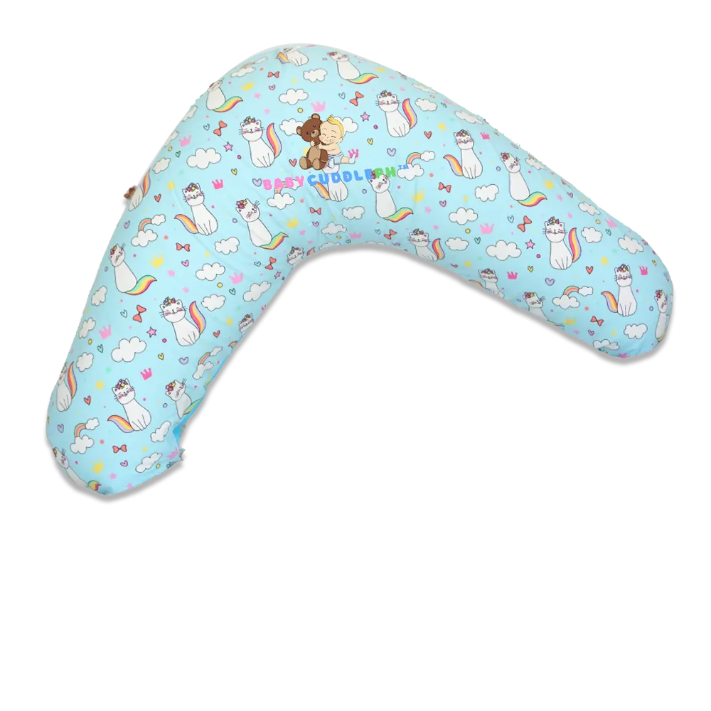 Babycuddle Nursing Pillow (Multi-use) - Cats in Blue