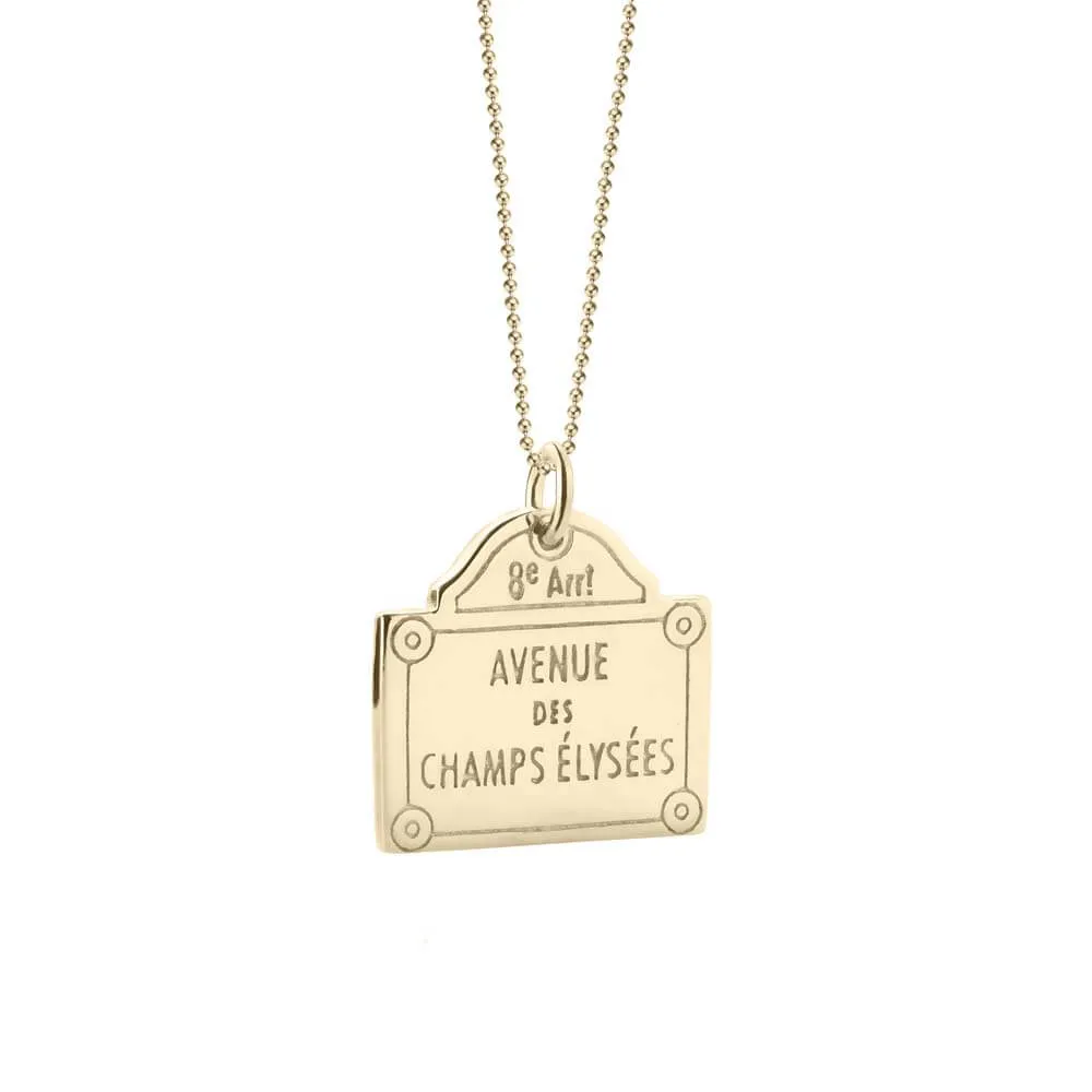 Champs-Élysées Sign Charm Paris France Gold