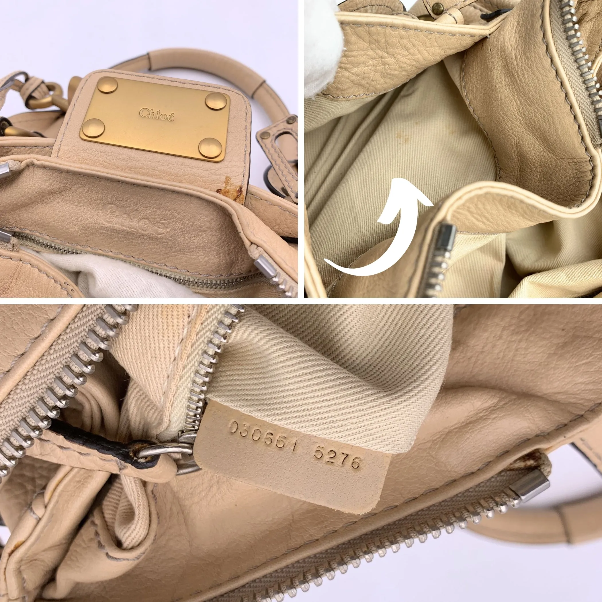 Chloe Beige Leather Paddington Bag Tote Satchel Handbag