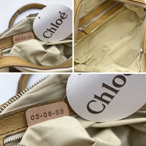 Chloe Beige Leather Paddington Tote Medium Satchel Bowling Bag