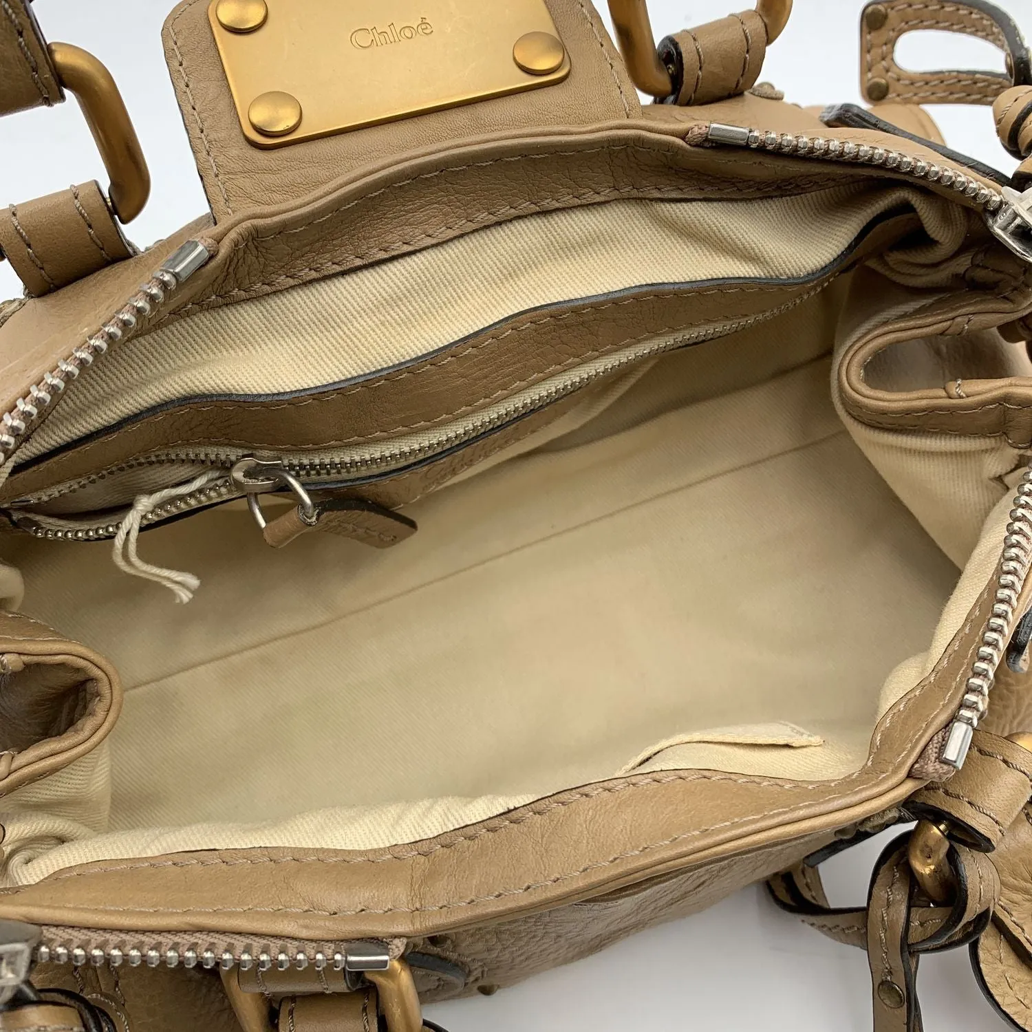 Chloe Beige Leather Small Paddington Tote Bag Satchel Handbag