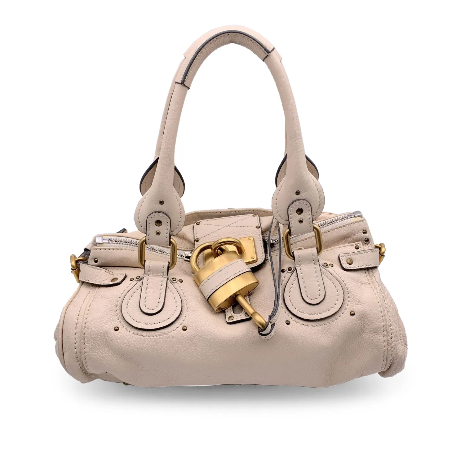 Chloe Beige Off White Leather Paddington Bag Tote Satchel Handbag