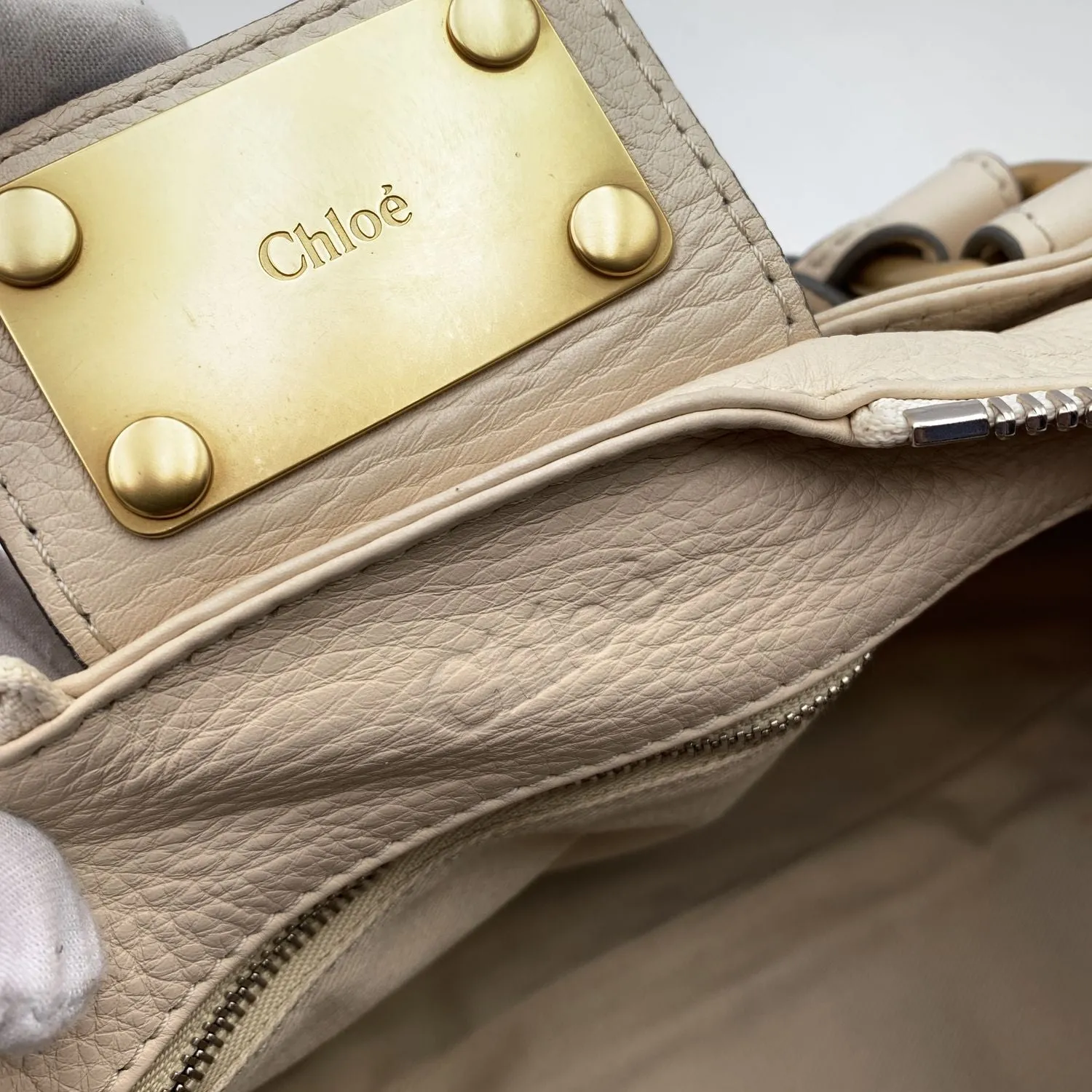 Chloe Beige Off White Leather Paddington Bag Tote Satchel Handbag