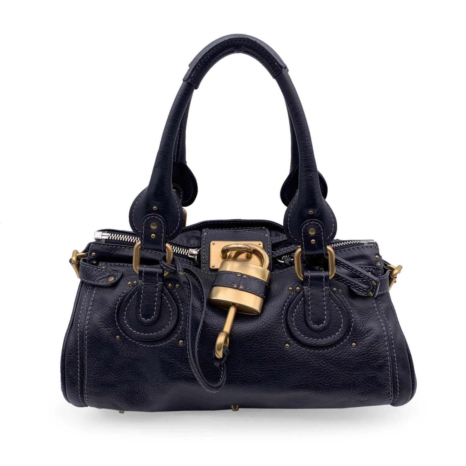 Chloe Black Leather Paddington Bag Medium Tote Satchel Handbag