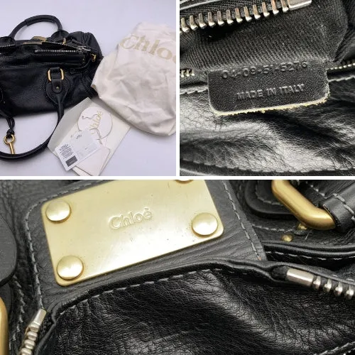 Chloe Black Leather Paddington Bag Medium Tote Satchel Handbag