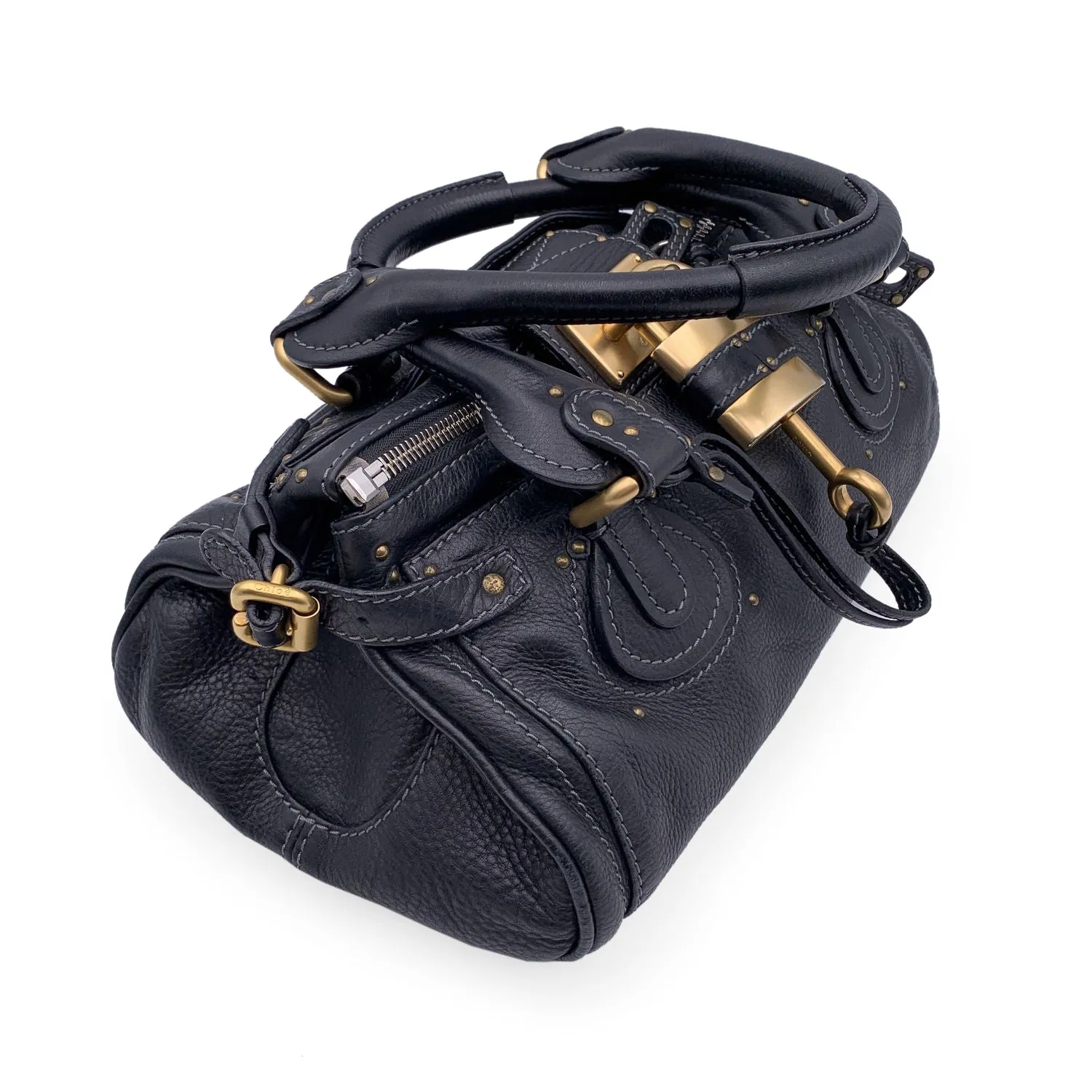 Chloe Black Leather Paddington Bag Medium Tote Satchel Handbag