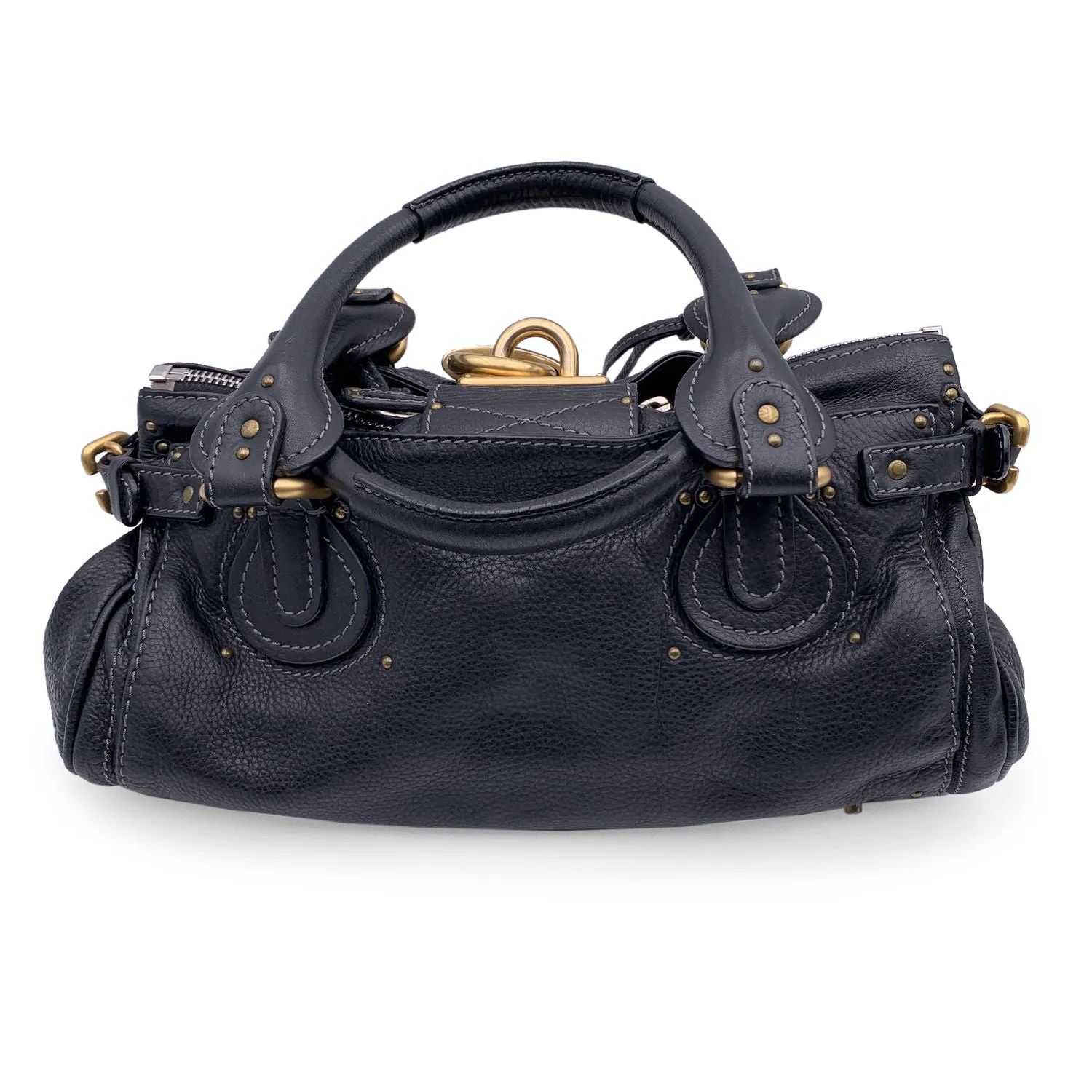 Chloe Black Leather Paddington Bag Medium Tote Satchel Handbag