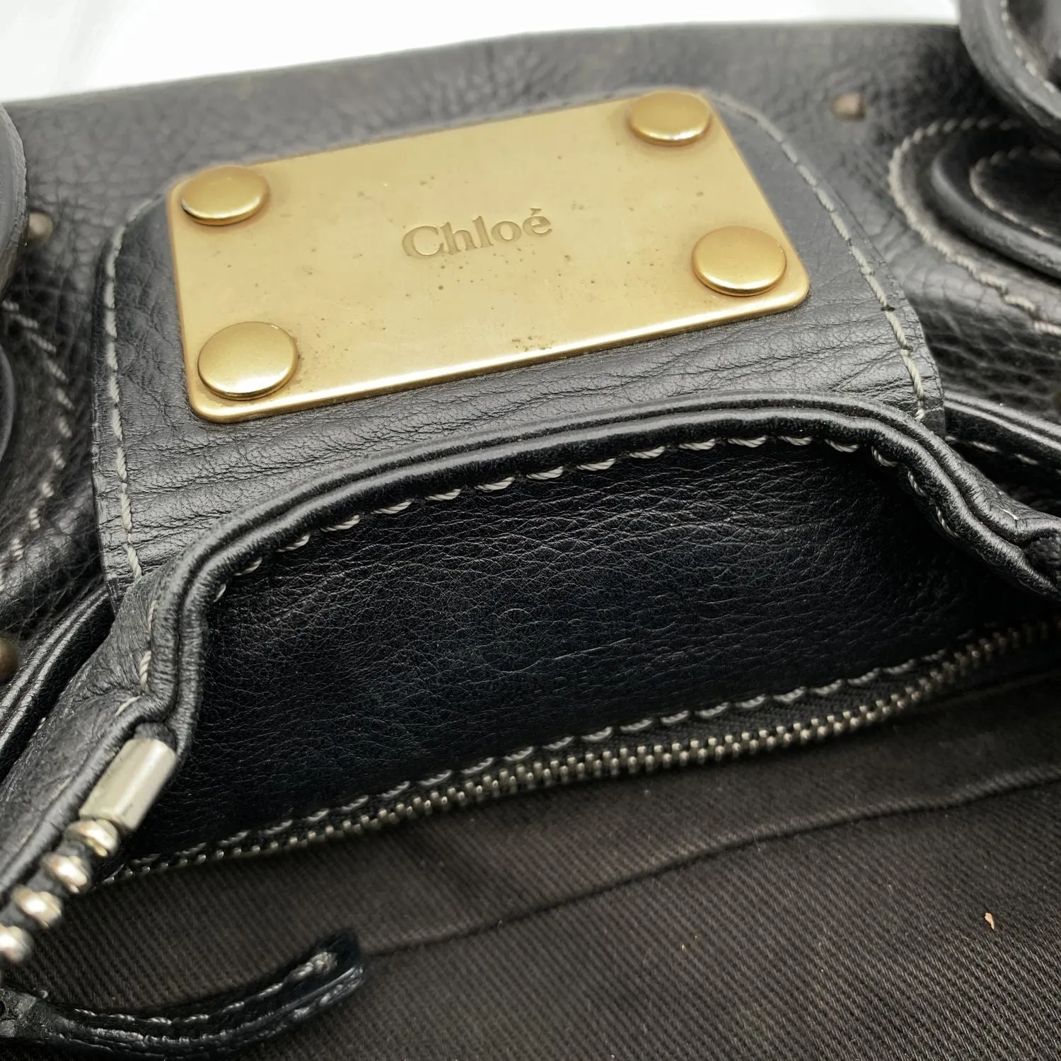 Chloe Black Leather Paddington Tote Medium Satchel Bag No Padlock