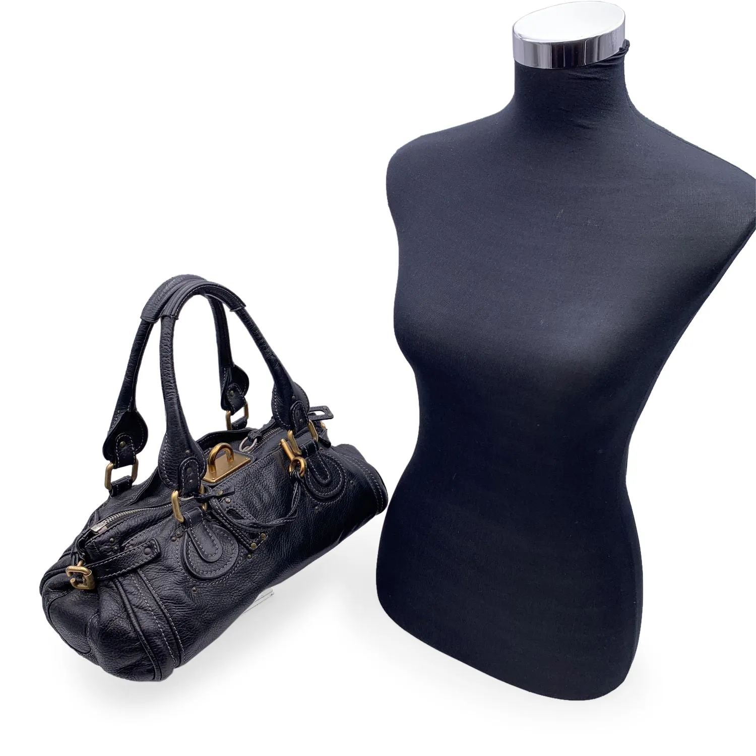 Chloe Black Leather Paddington Tote Medium Satchel Bag No Padlock