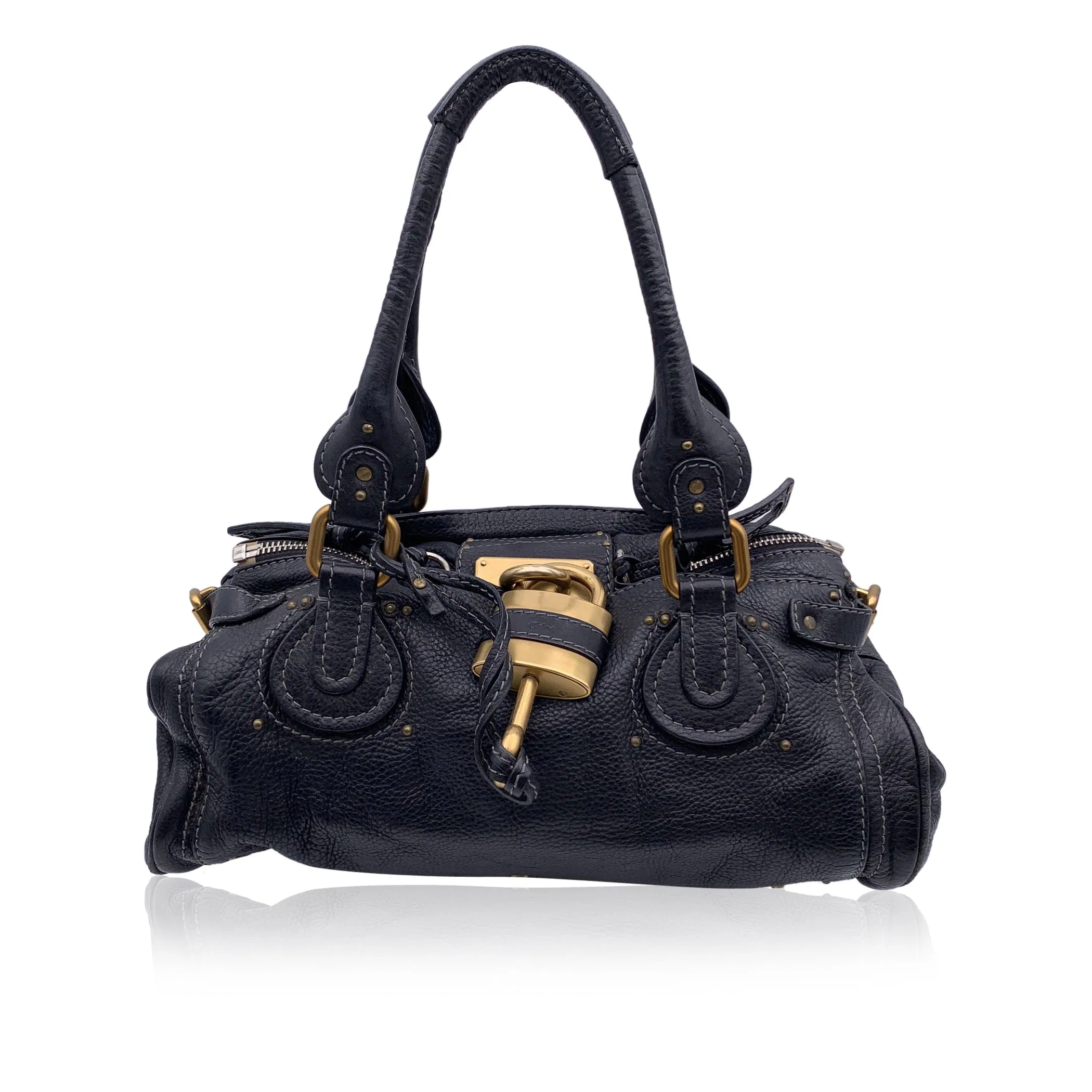 Chloe Black Leather Paddington Tote Medium Satchel Bag
