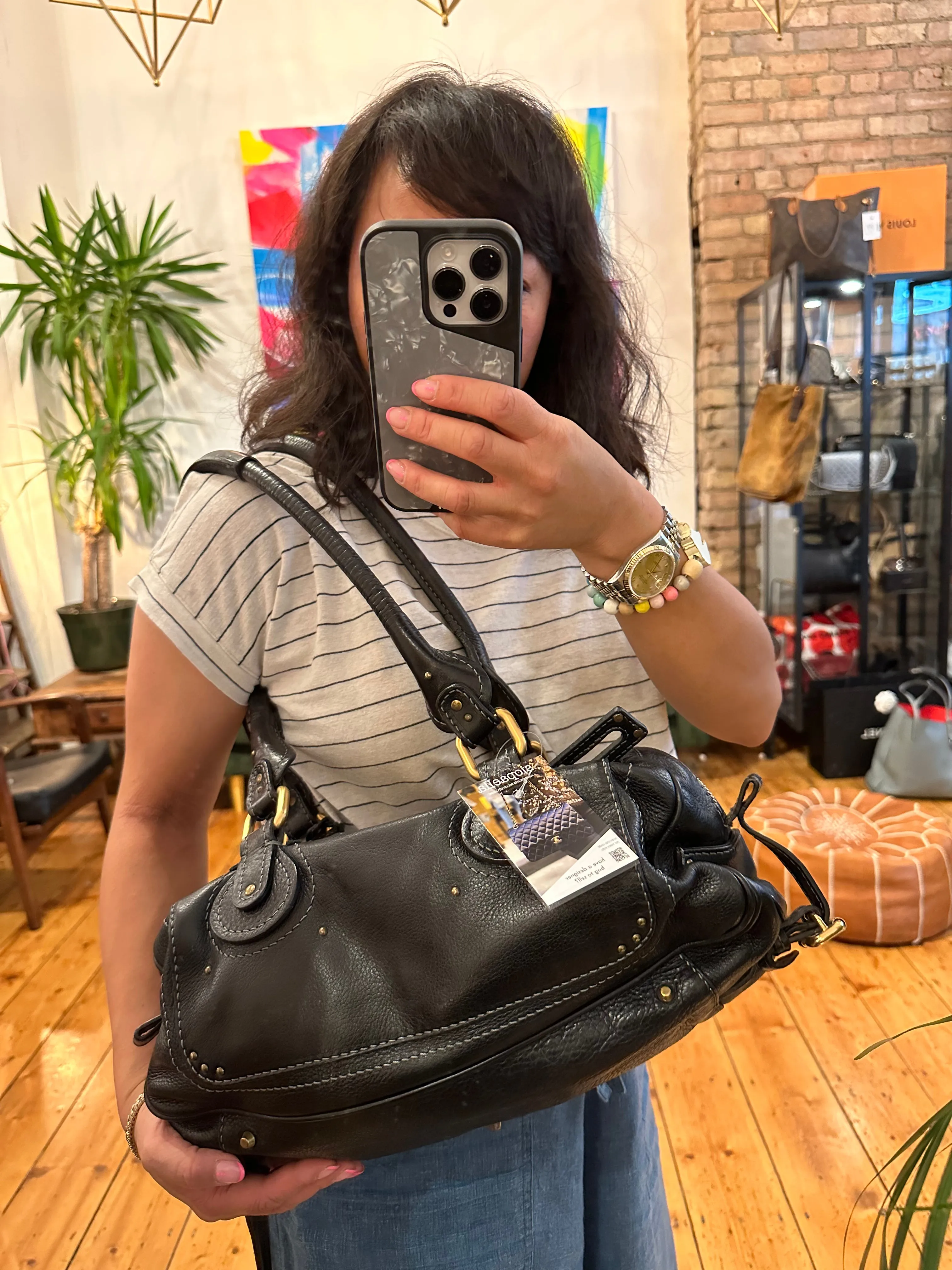 Chloe Black Leather Paddington Tote