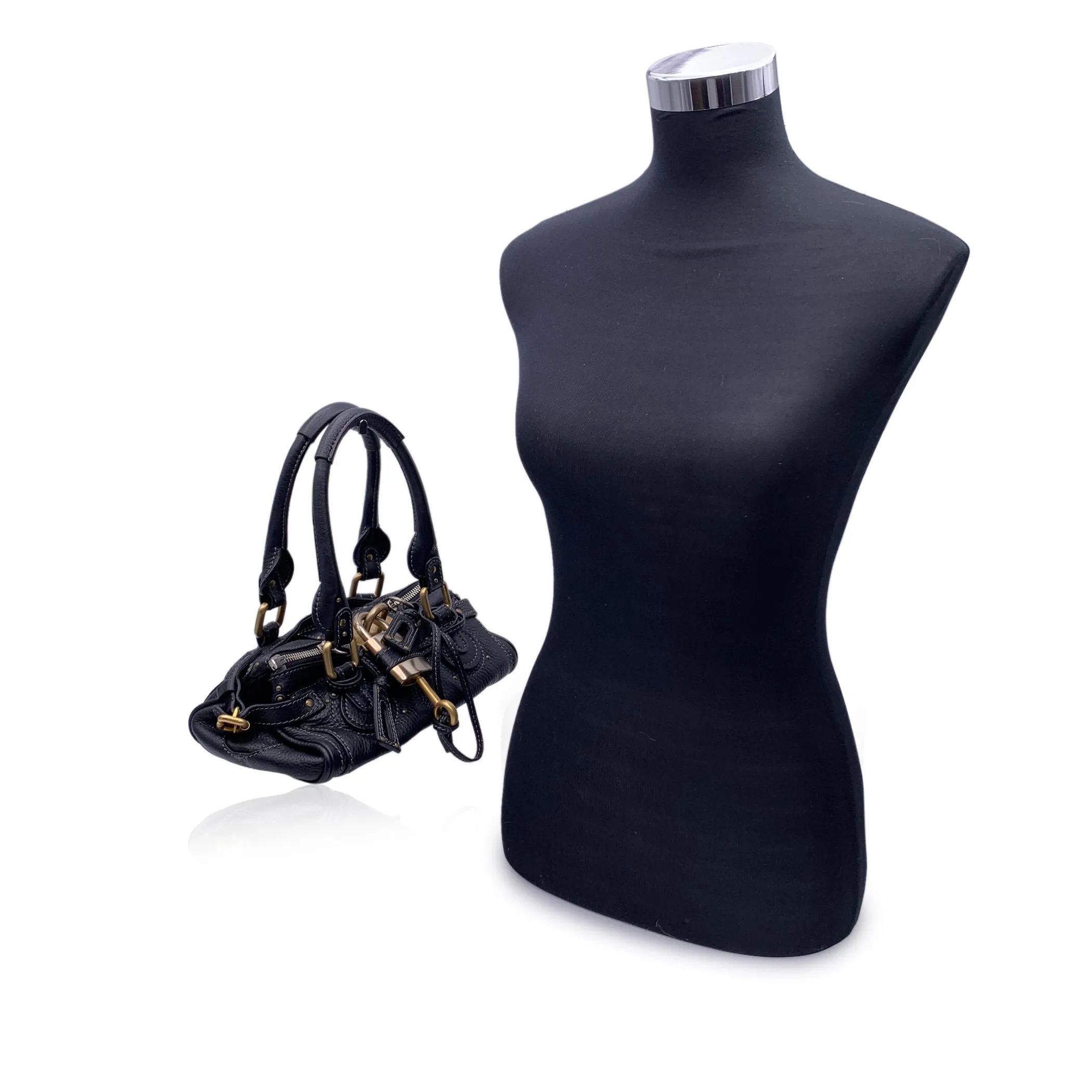 Chloe Black Leather Small Paddington Tote Bag Satchel Handbag