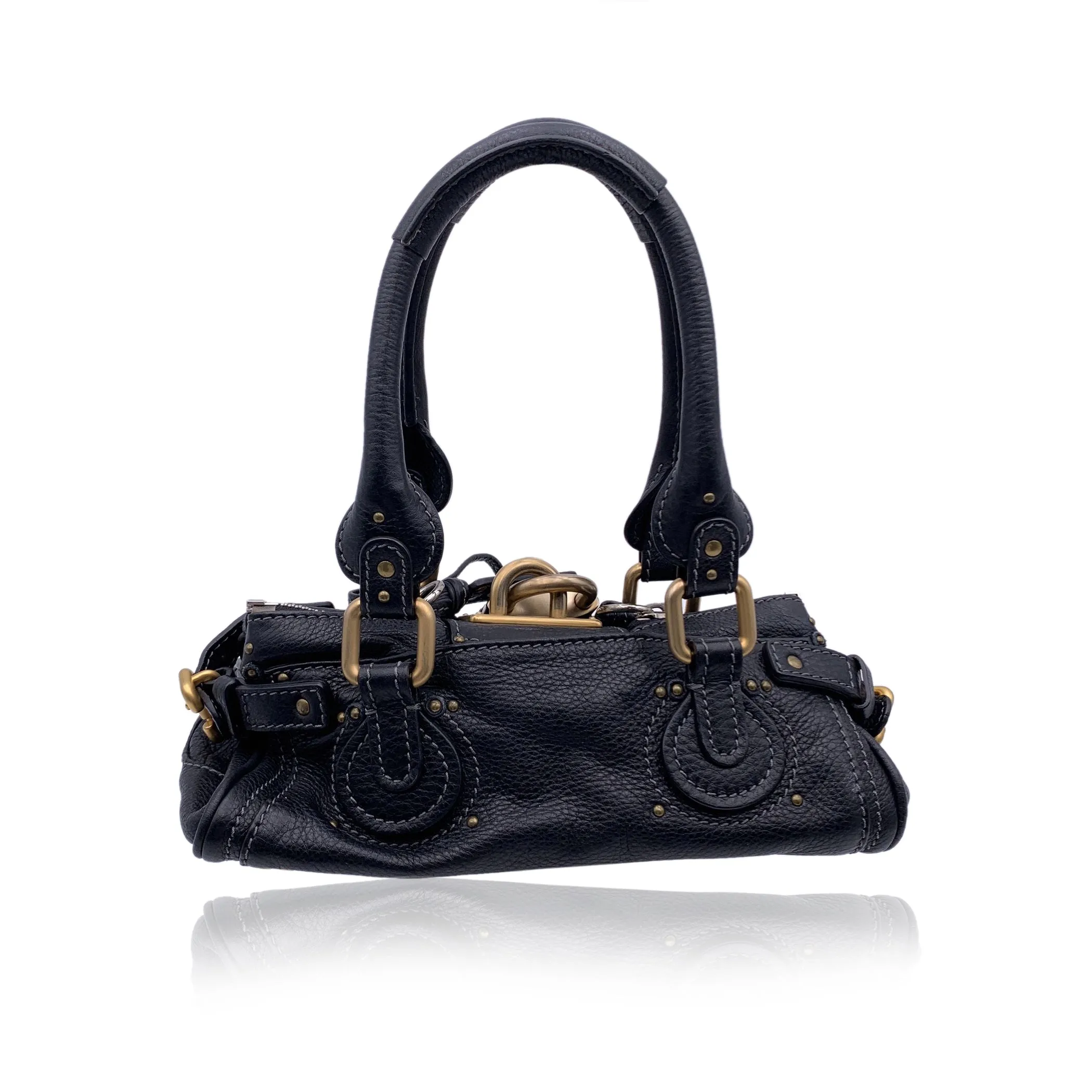 Chloe Black Leather Small Paddington Tote Bag Satchel Handbag