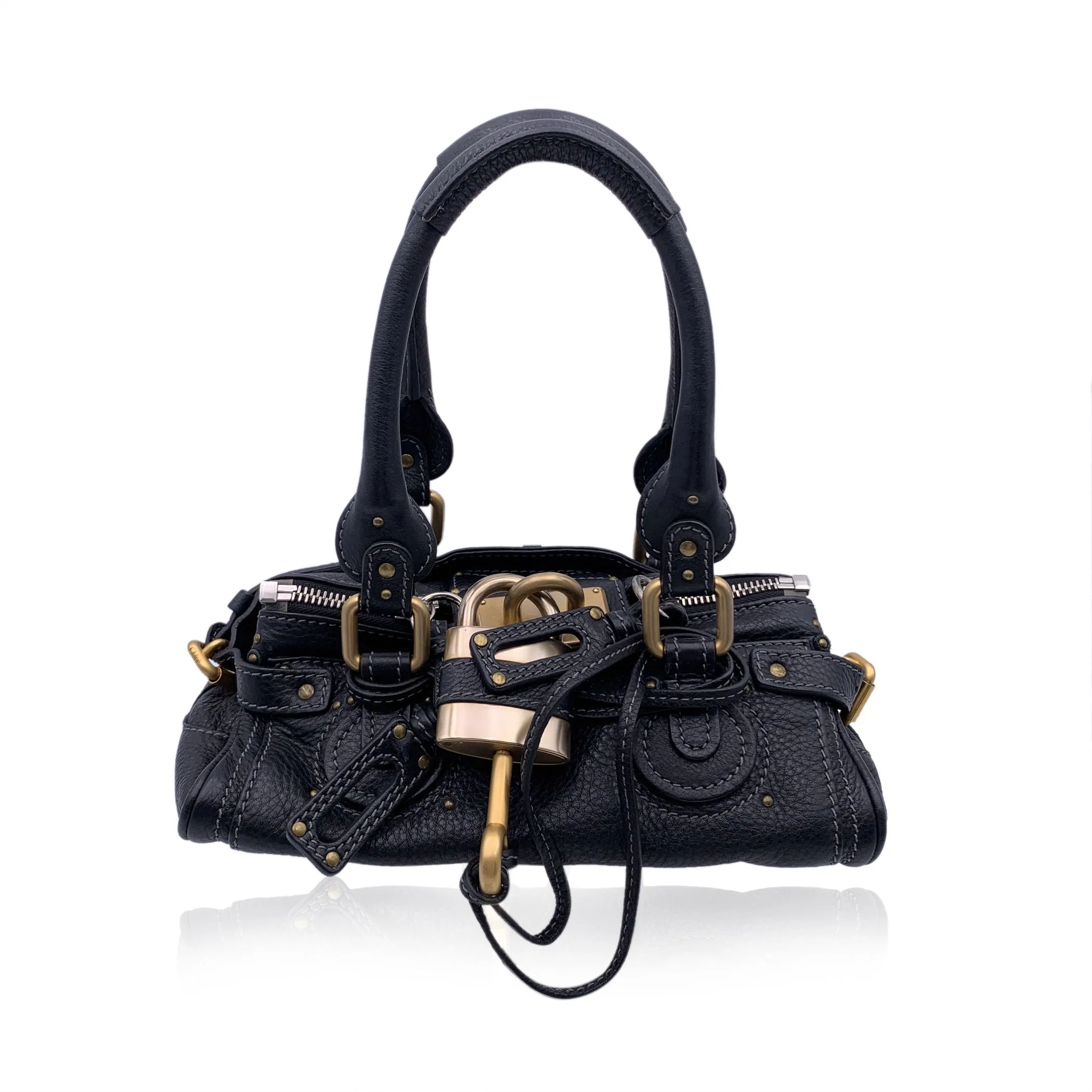 Chloe Black Leather Small Paddington Tote Bag Satchel Handbag