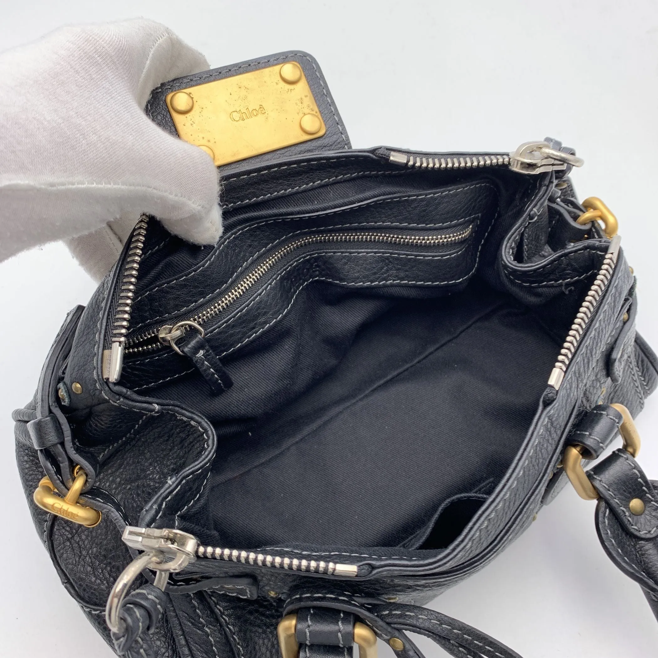 Chloe Black Leather Small Paddington Tote Bag Satchel Handbag