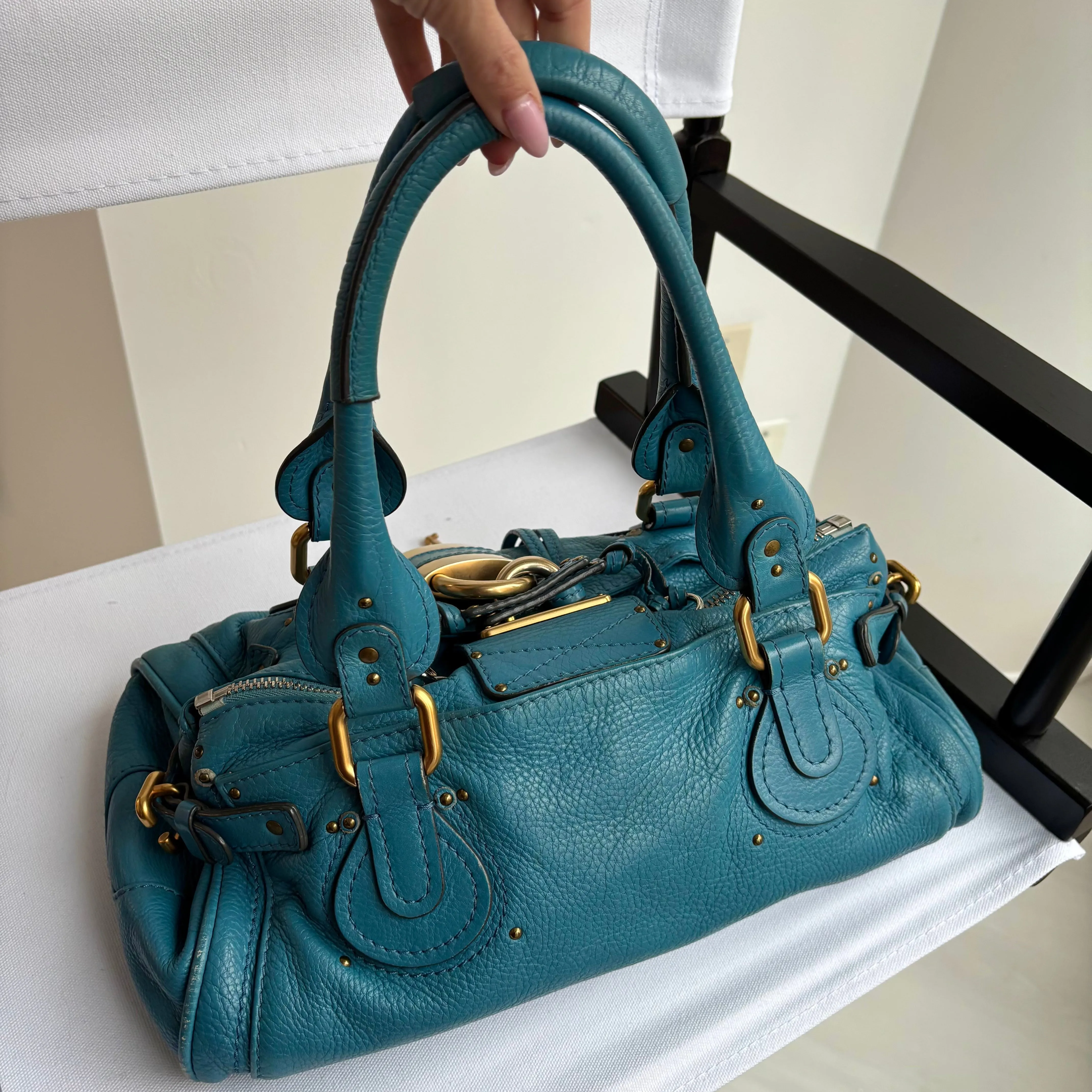 Chloe Blue Leather Paddington Satchel