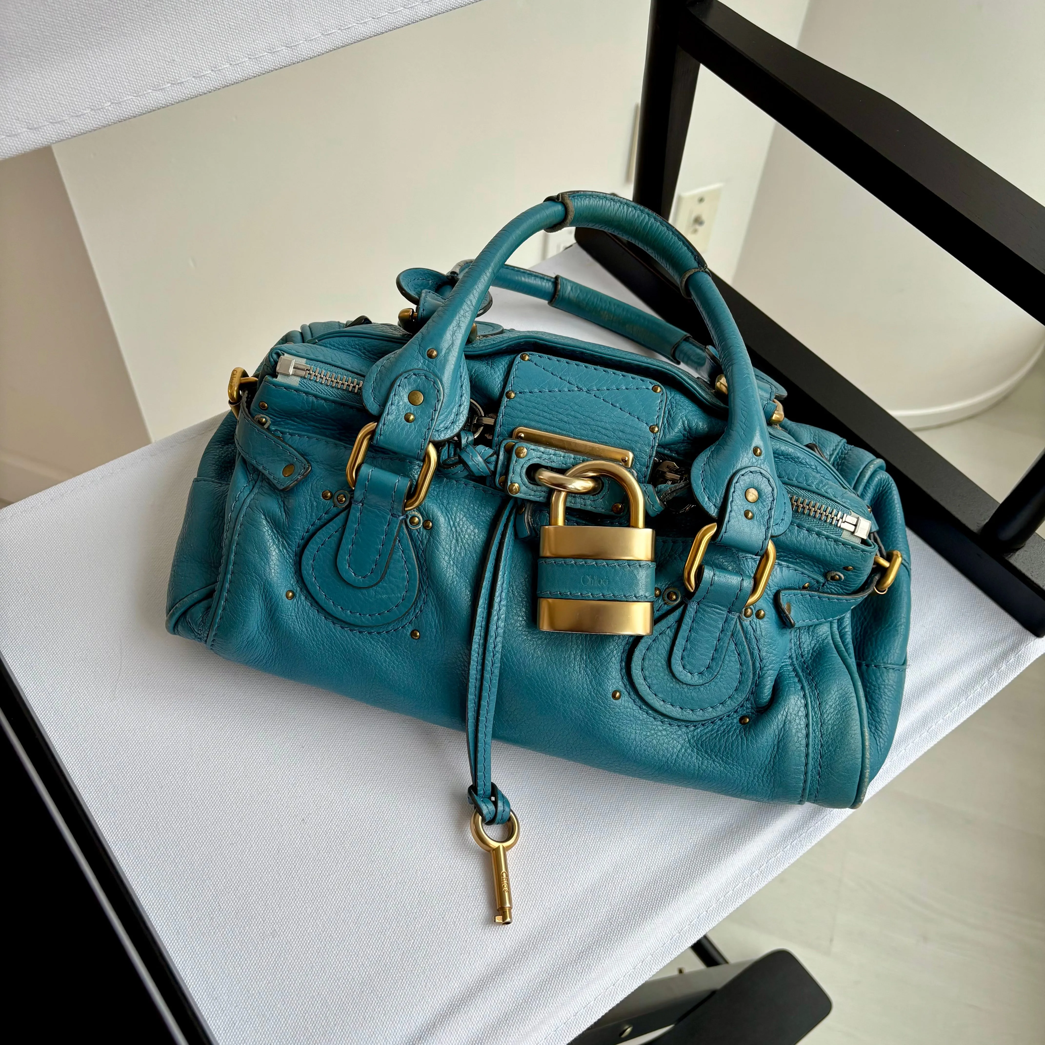 Chloe Blue Leather Paddington Satchel