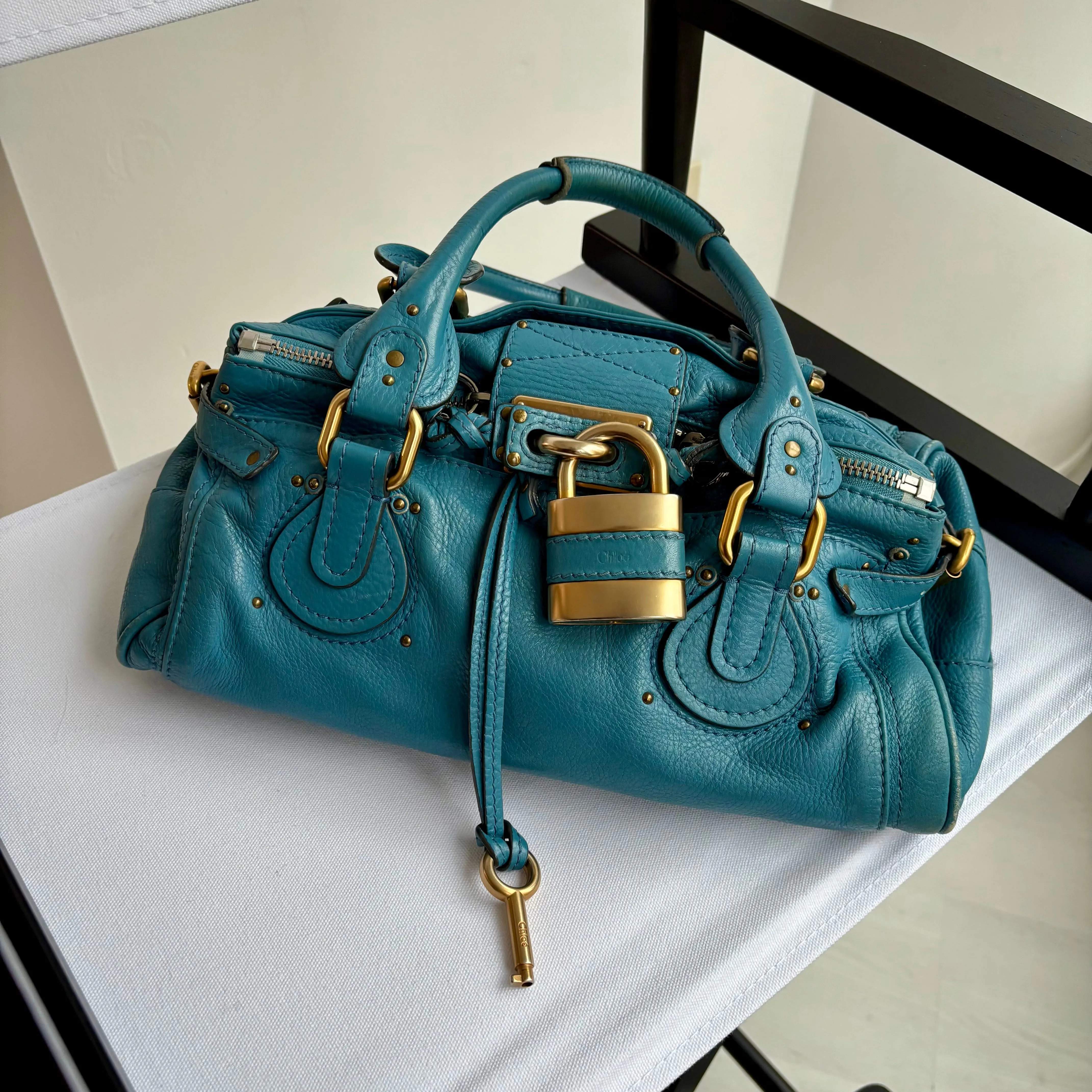 Chloe Blue Leather Paddington Satchel