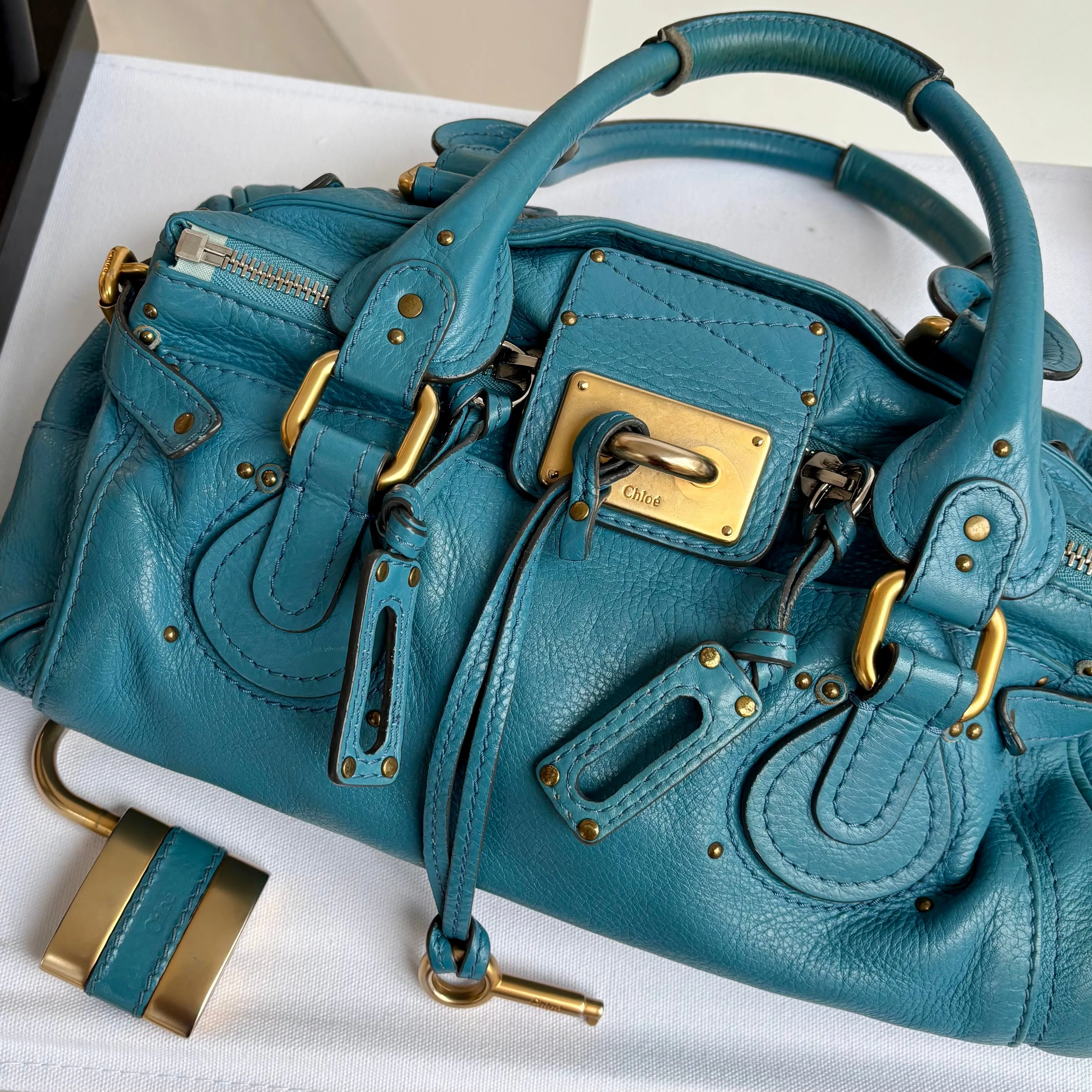 Chloe Blue Leather Paddington Satchel