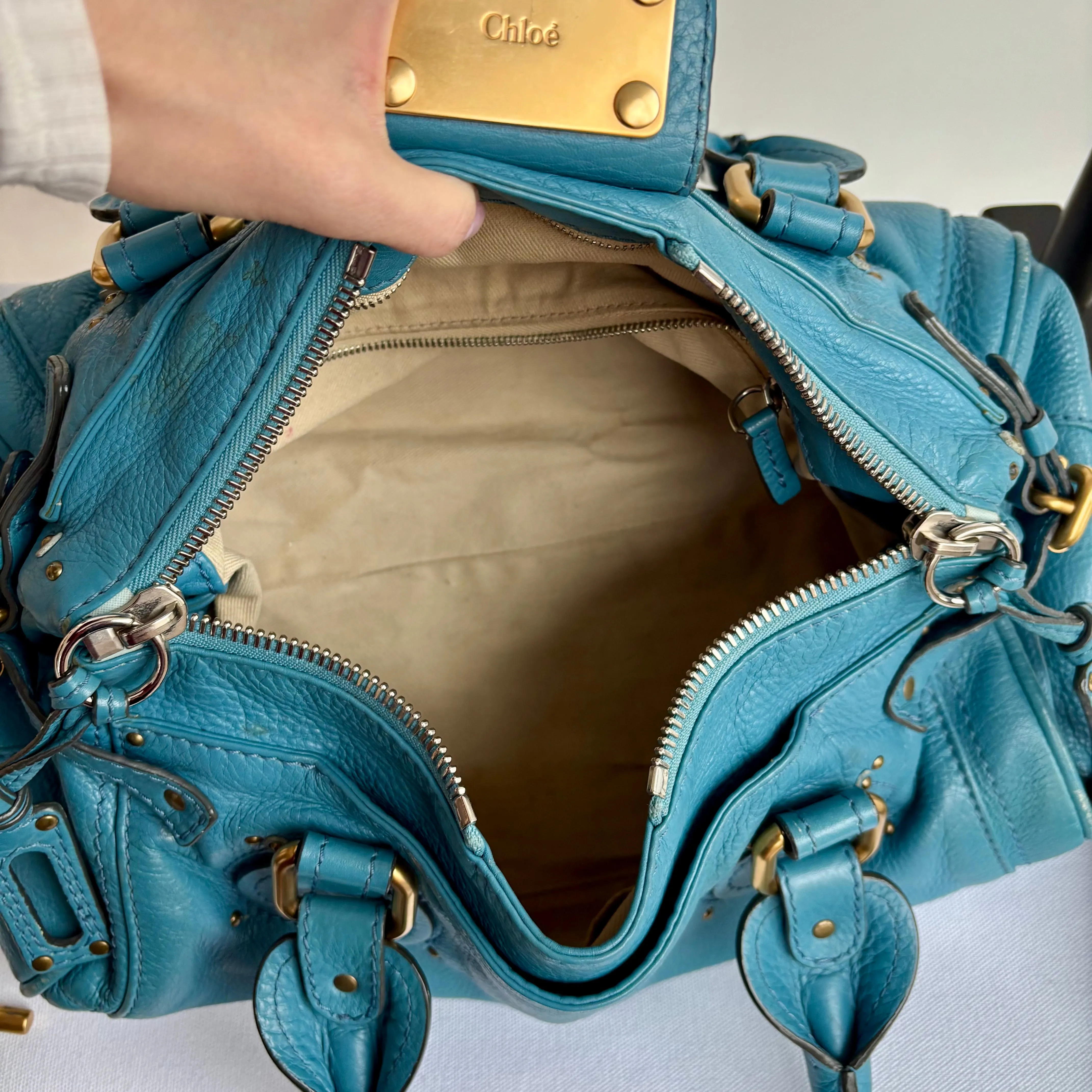 Chloe Blue Leather Paddington Satchel