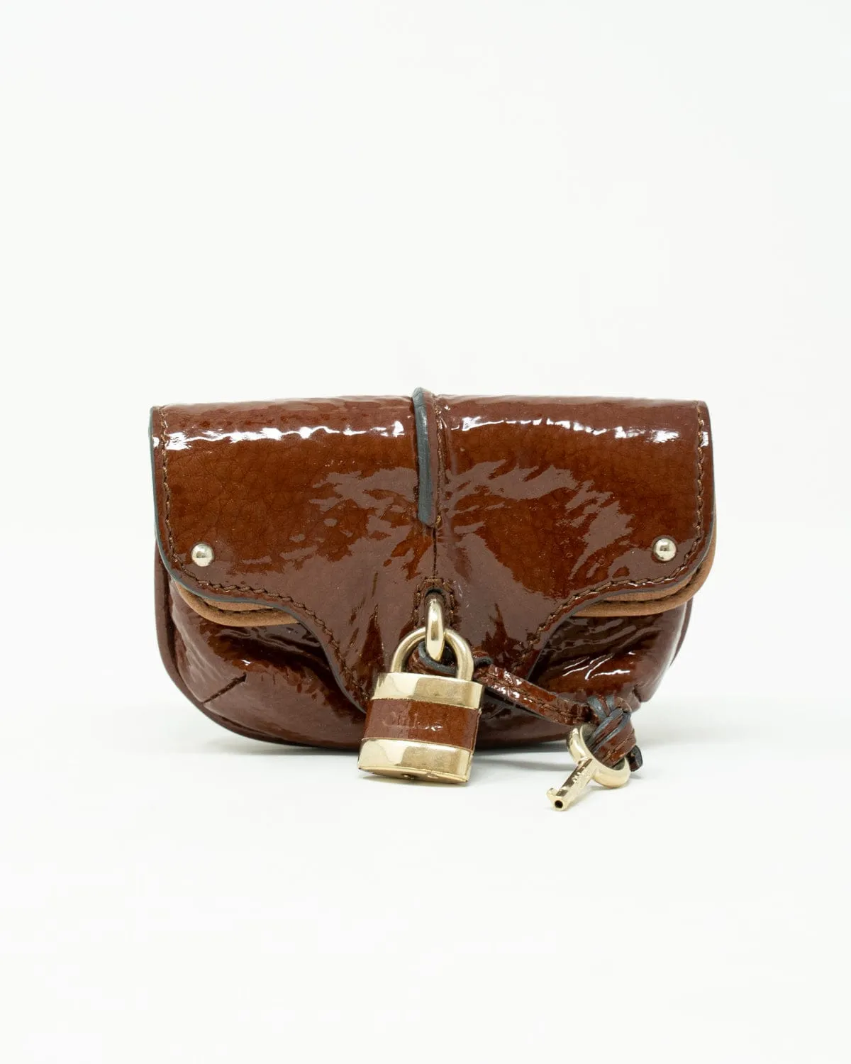 Chloe Brown Patent Leather Paddington Wallet  - AGL1709