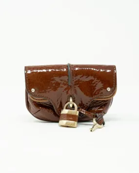 Chloe Brown Patent Leather Paddington Wallet  - AGL1709