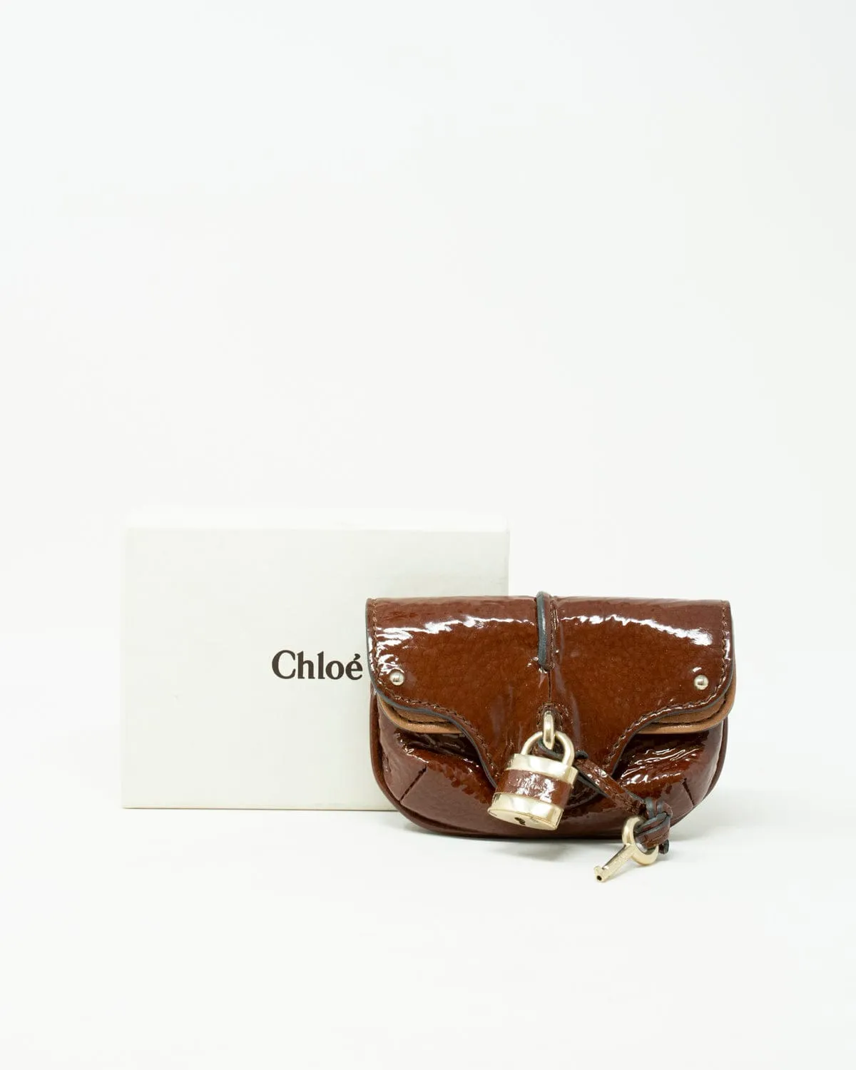 Chloe Brown Patent Leather Paddington Wallet  - AGL1709