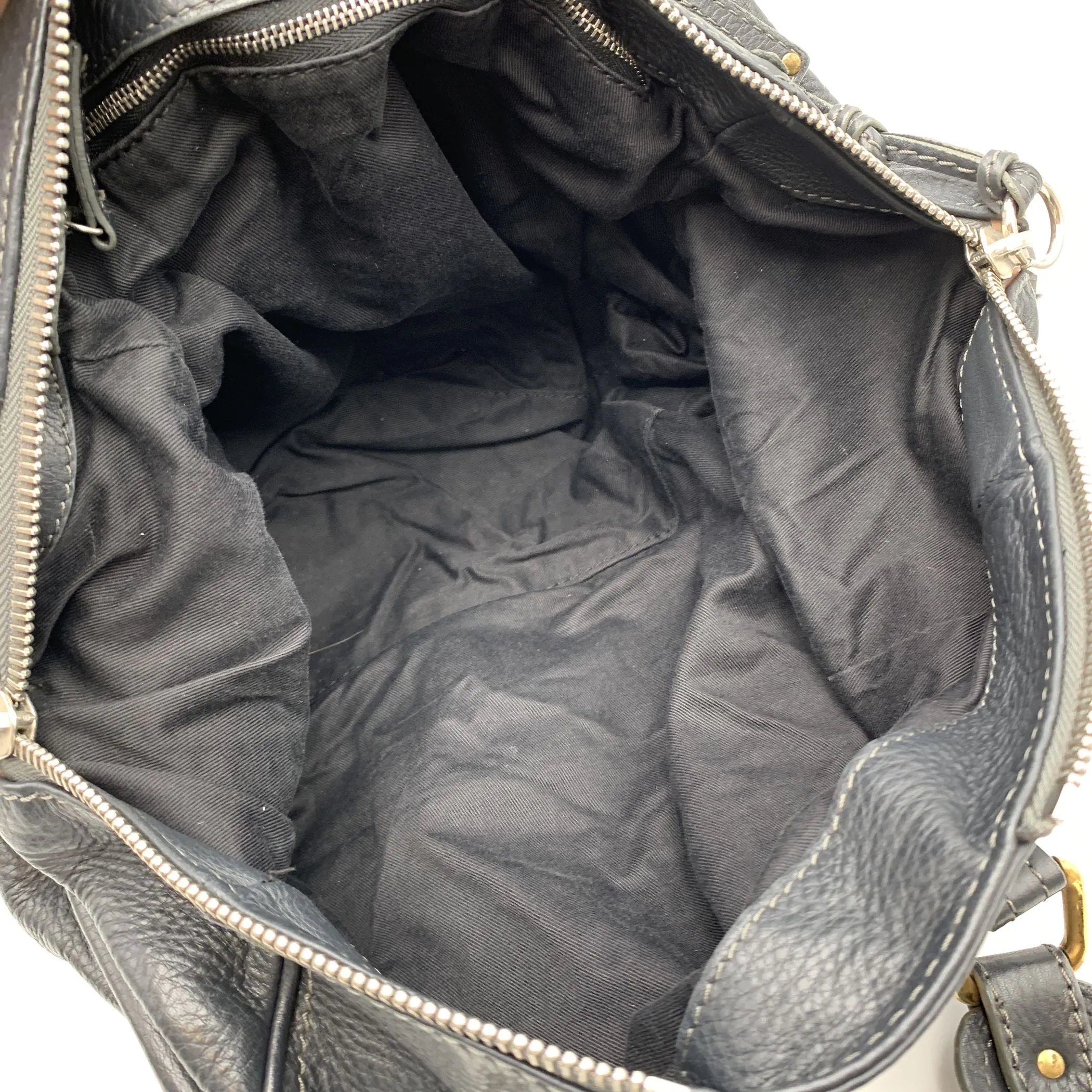 Chloe Charcoal Leather Front Pocket Paddington Bag Satchel Handbag