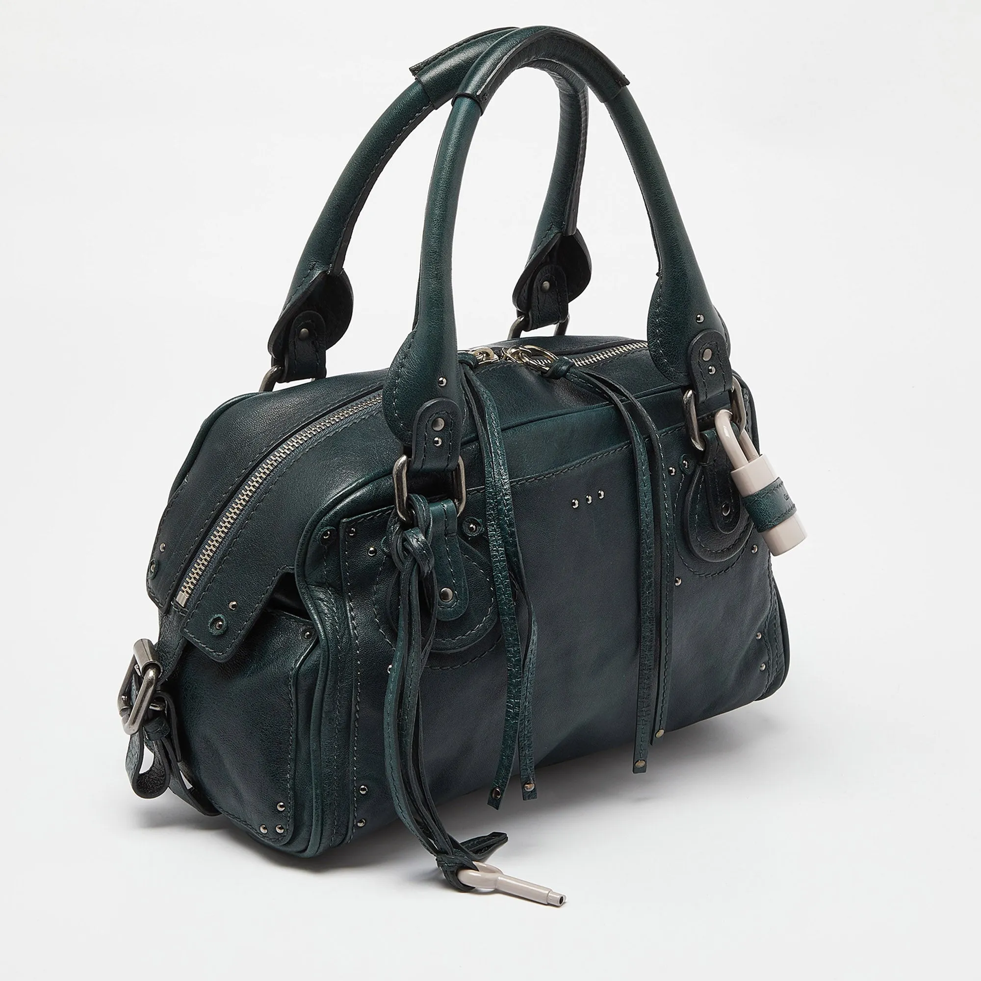 Chloe Green Leather Medium Paddington Satchel