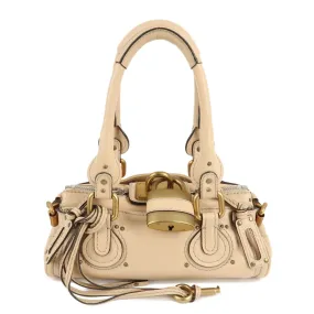 Chloe Leather Mini Paddington Hand Bag Shoulder Bag Beige Used