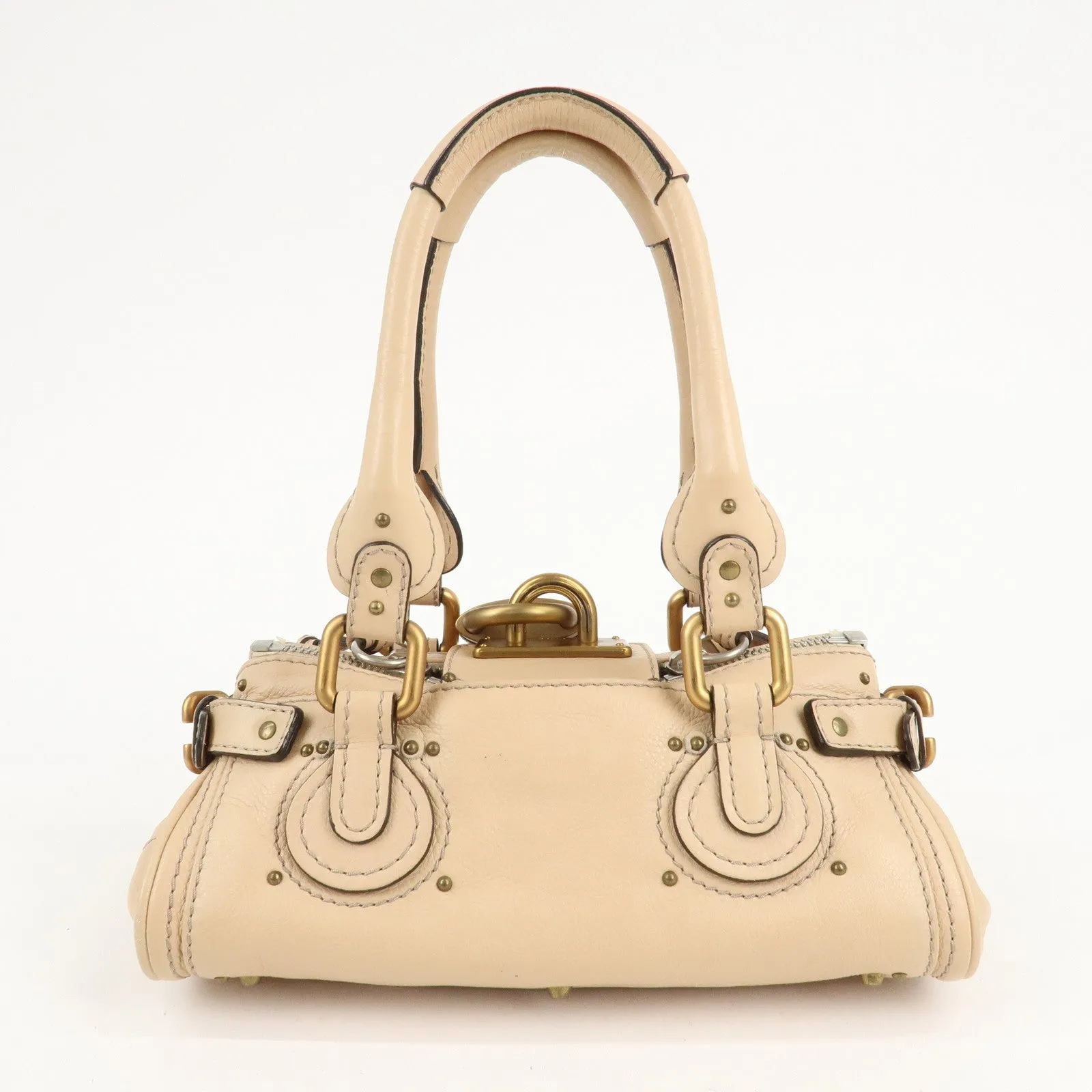 Chloe Leather Mini Paddington Hand Bag Shoulder Bag Beige Used