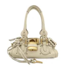 Chloe Leather Mini Paddington Shoulder Bag Hand Bag Ivory Used