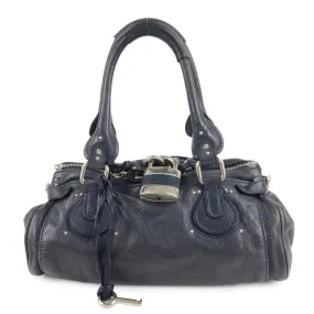 Chloe Paddington Leather Hand Bag Shoulder Bag Navy Used