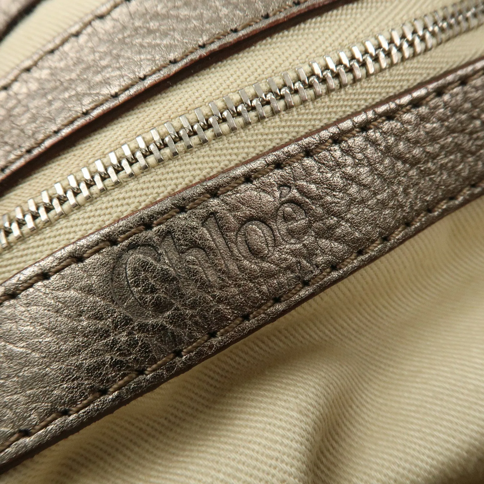 Chloe Paddington Leather Mini Hand Bag Shoulder Bag Champagne Gold Used