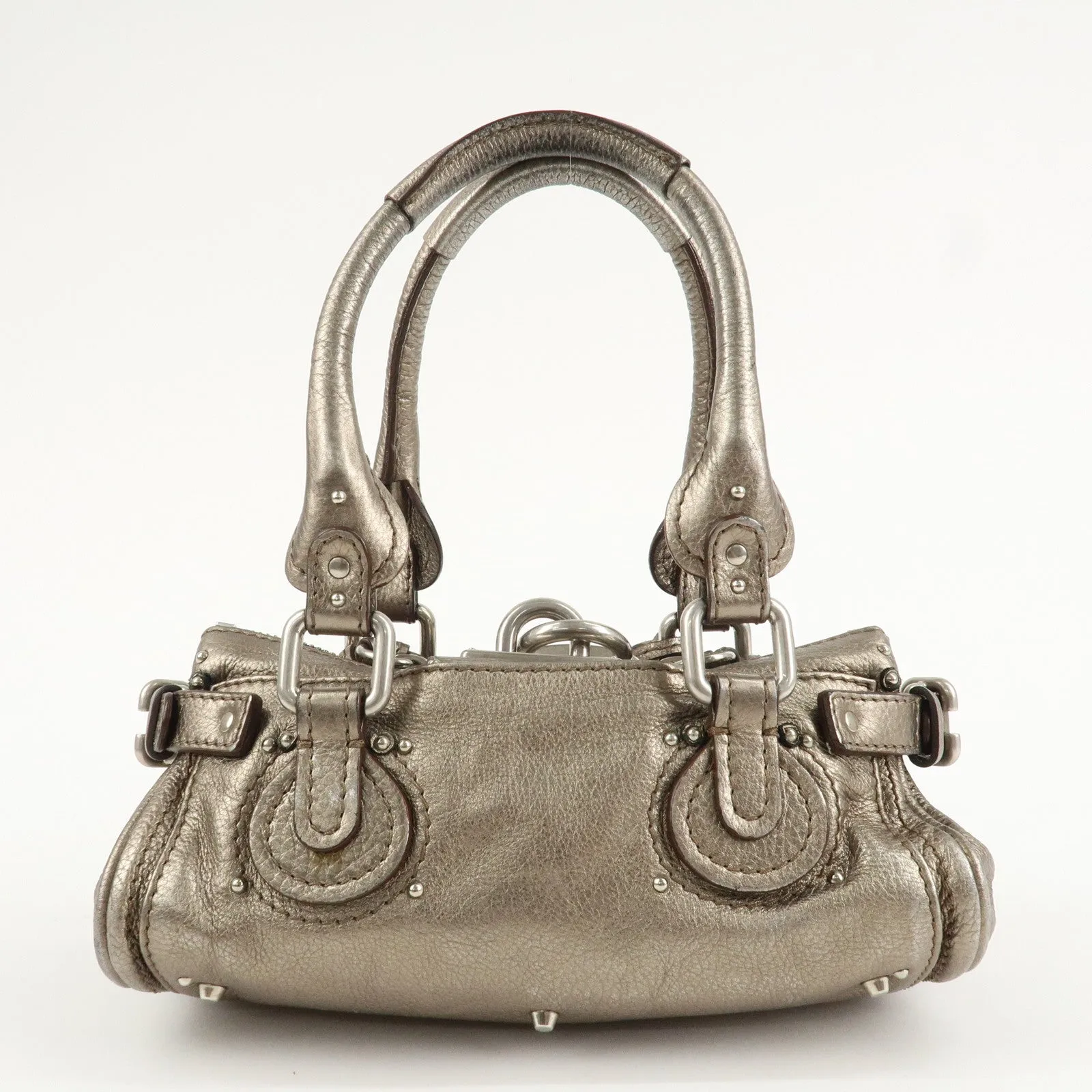 Chloe Paddington Leather Mini Hand Bag Shoulder Bag Champagne Gold Used