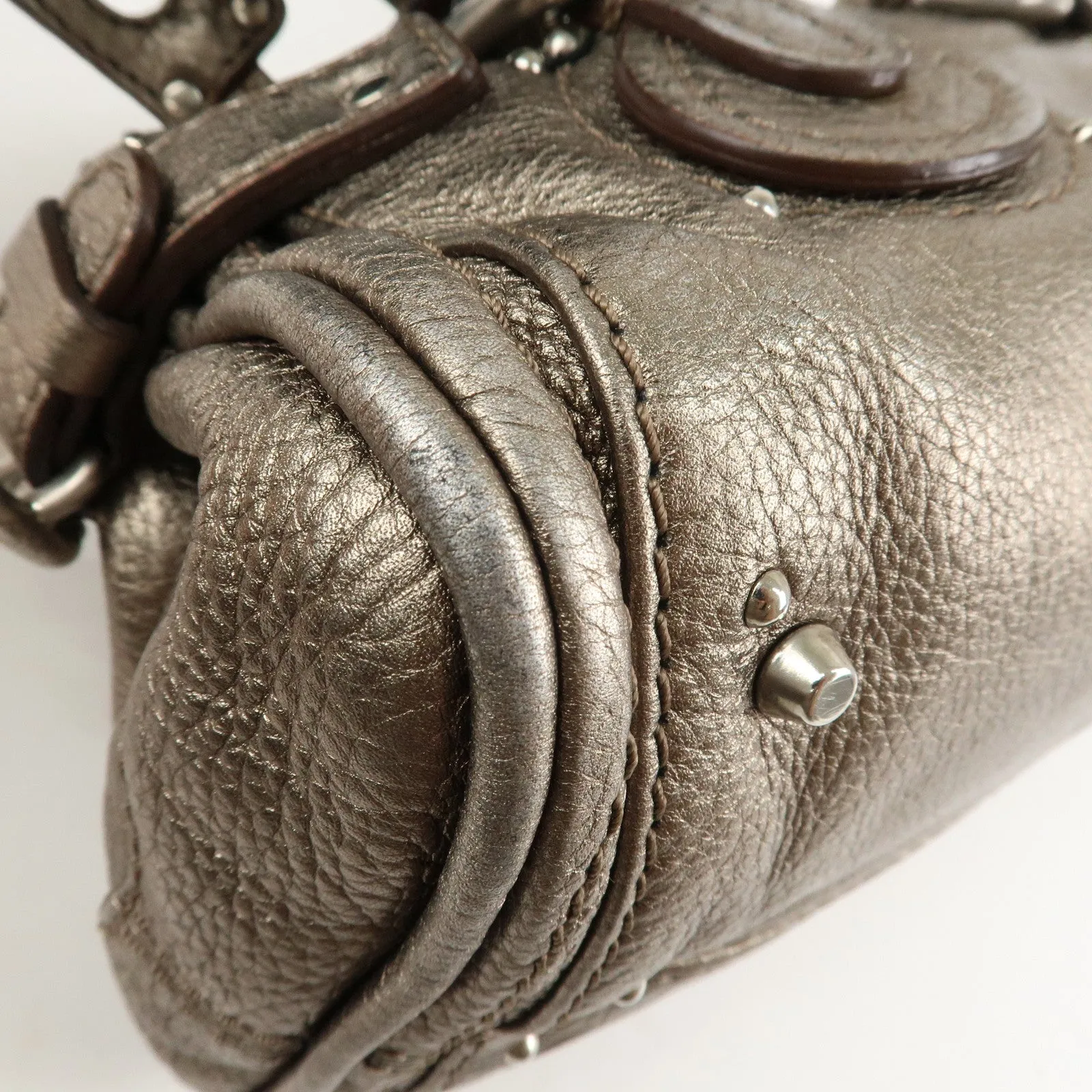 Chloe Paddington Leather Mini Hand Bag Shoulder Bag Champagne Gold Used