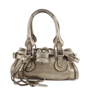 Chloe Paddington Leather Mini Hand Bag Shoulder Bag Champagne Gold Used