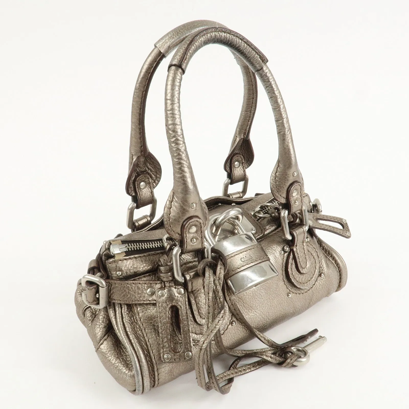 Chloe Paddington Leather Mini Hand Bag Shoulder Bag Champagne Gold Used