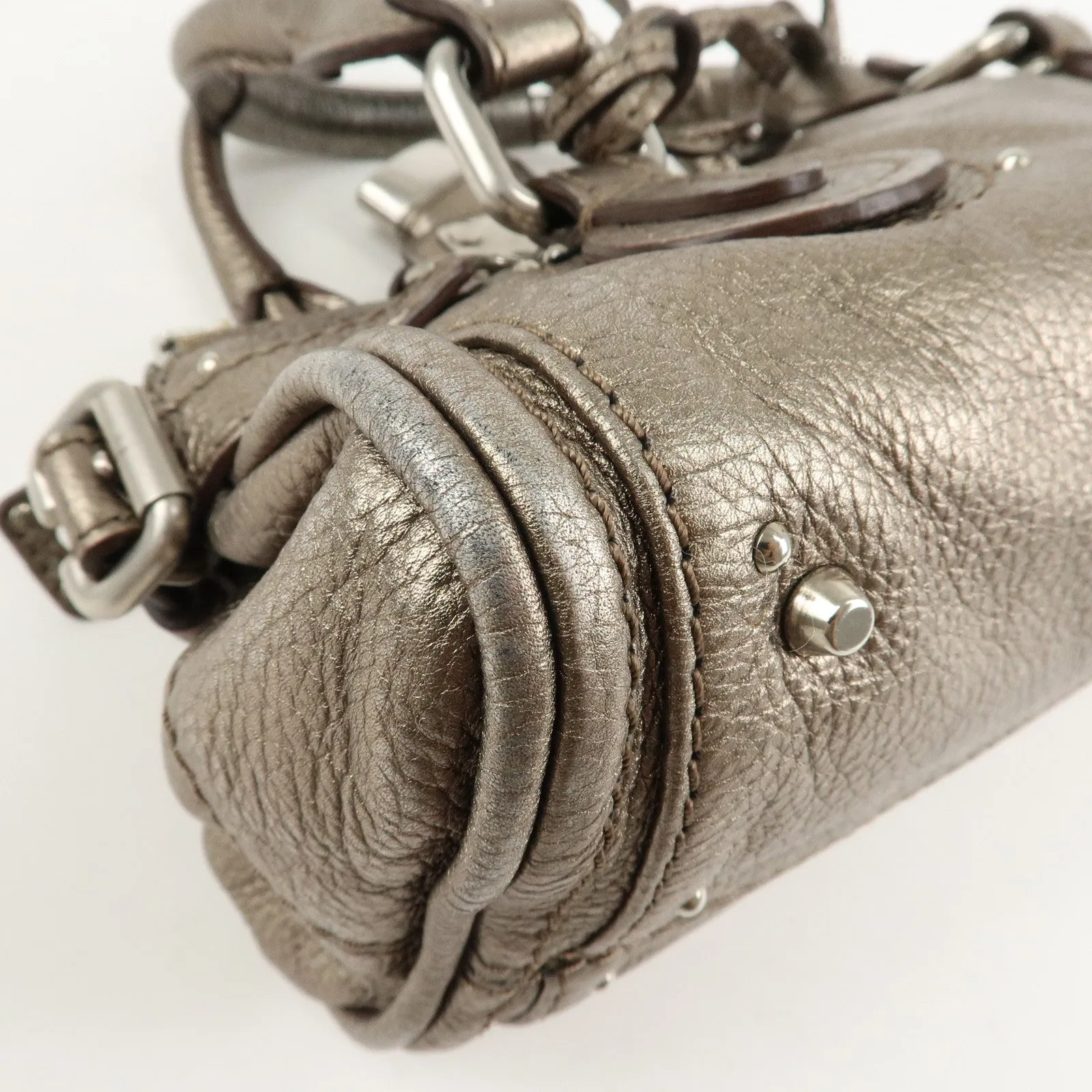 Chloe Paddington Leather Mini Hand Bag Shoulder Bag Champagne Gold Used