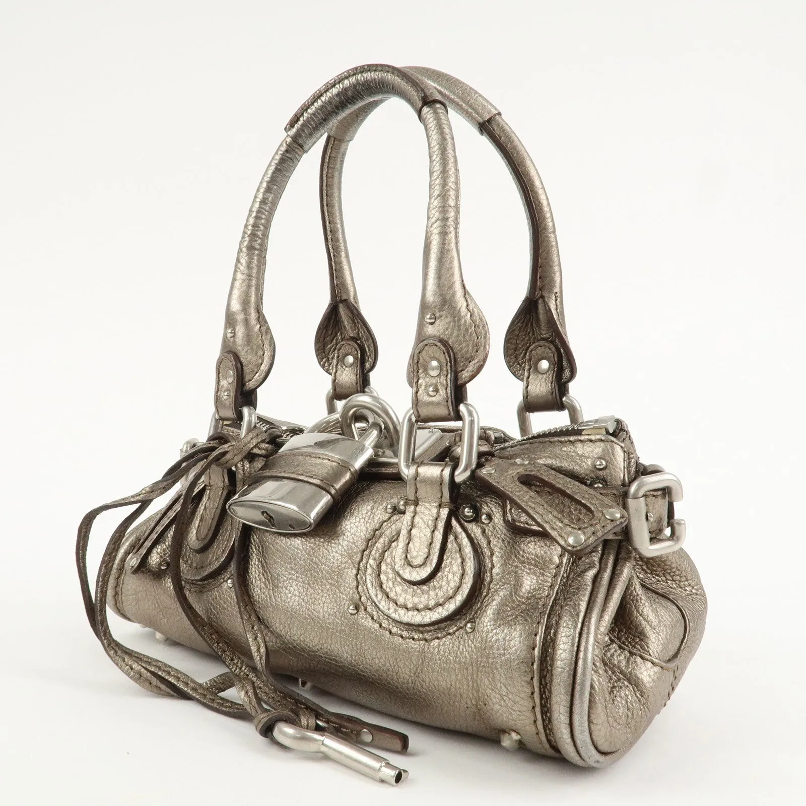 Chloe Paddington Leather Mini Hand Bag Shoulder Bag Champagne Gold Used