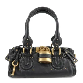 Chloe Paddington Leather Shoulder Bag Hand Bag Black Gold HDW Used